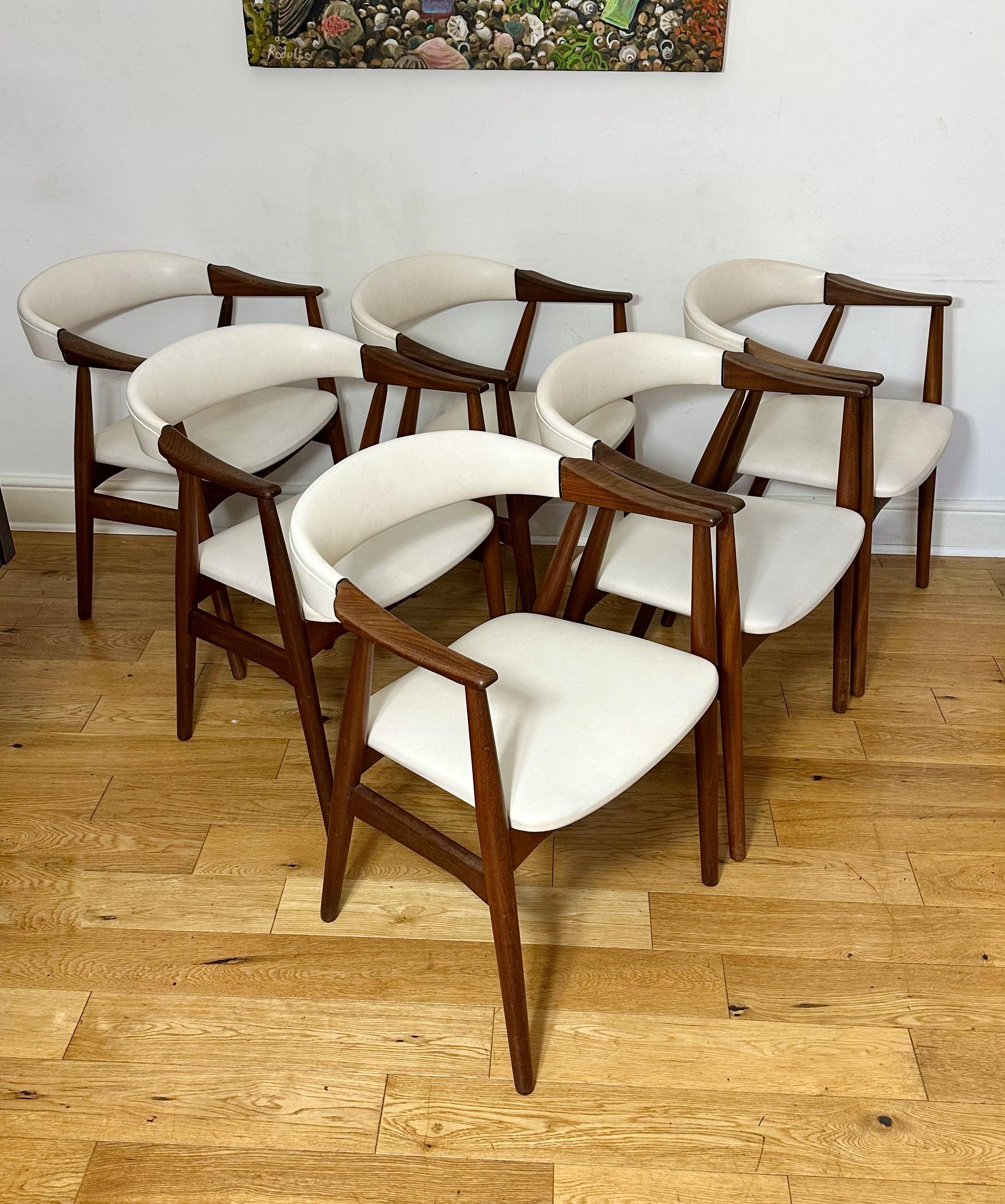 Mid-Century Modern Mid-Century Solid Teak Six Danish Armchairs by Th. Harlev for Farstrup Møbler