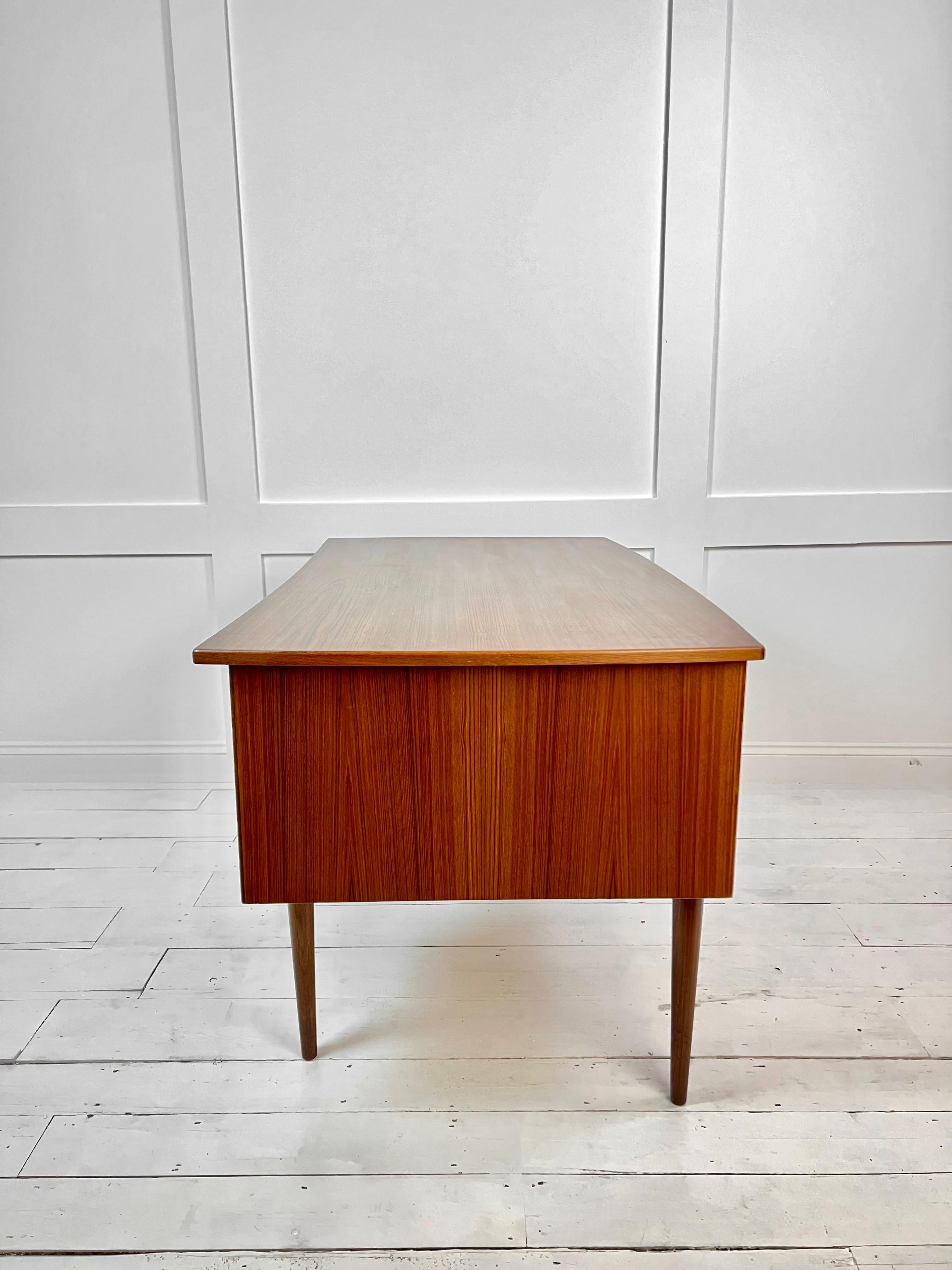 Danish Mid - Century, Solid Teak & Veneer Surface Desk, Denmark c.1960's For Sale