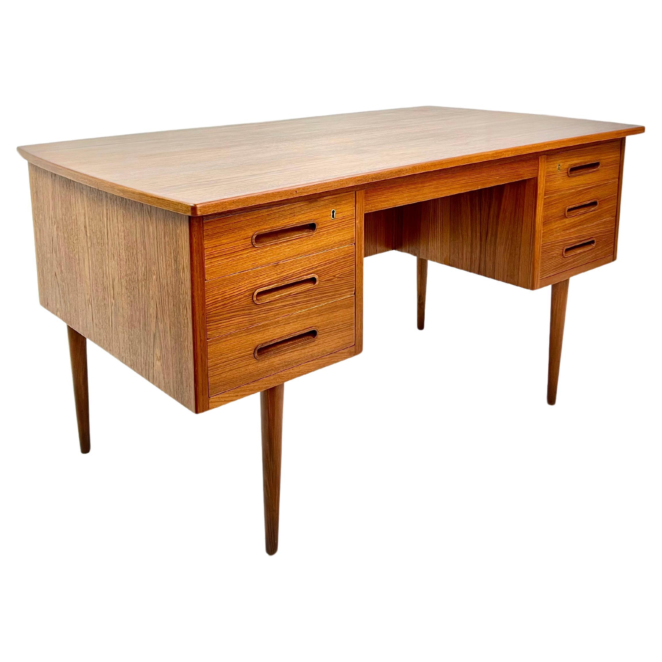 Mid - Century, Solid Teak & Veneer Surface Desk, Denmark c.1960's For Sale