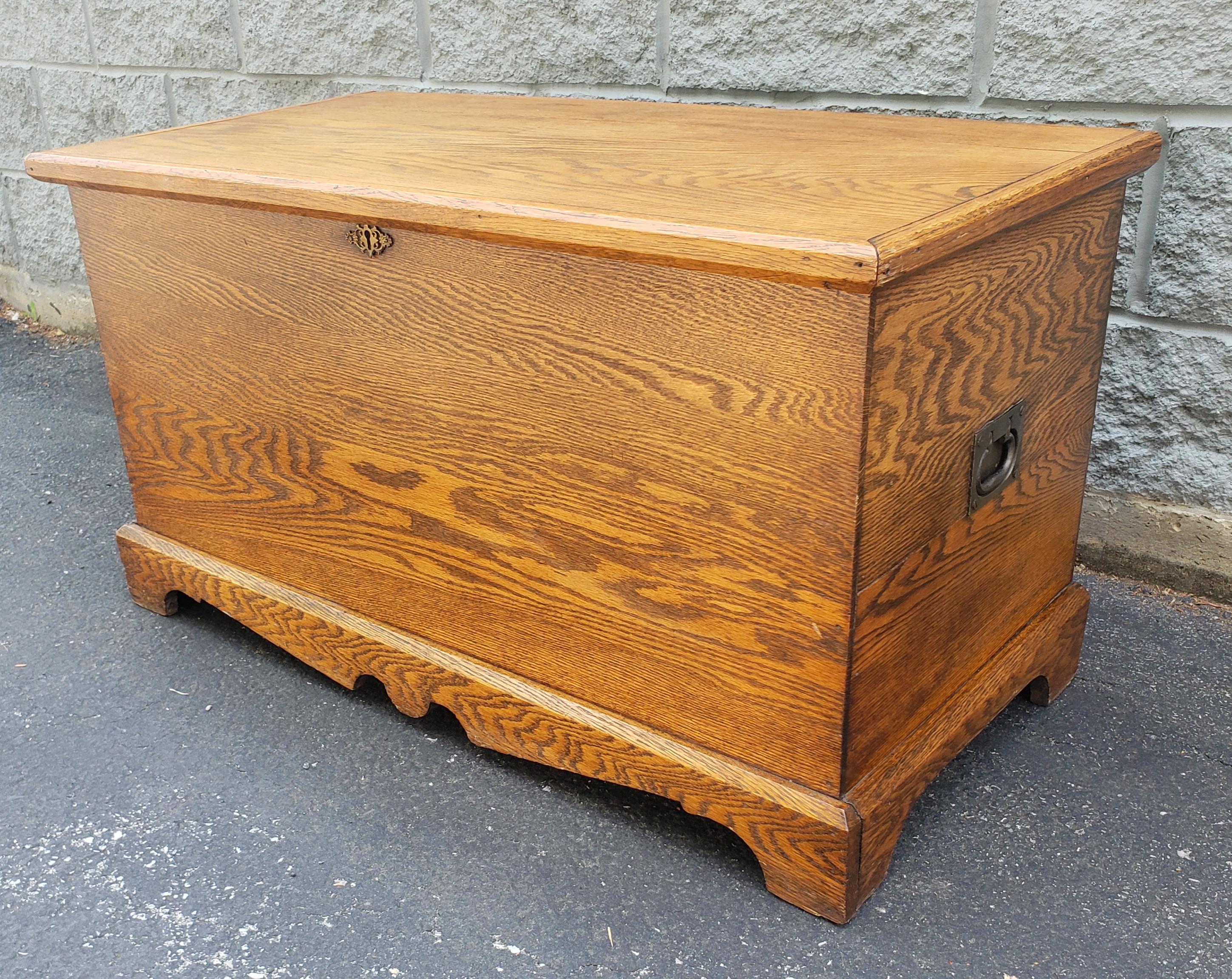 Stained Midcentury Solid Tiger Oak Blanket Chest For Sale