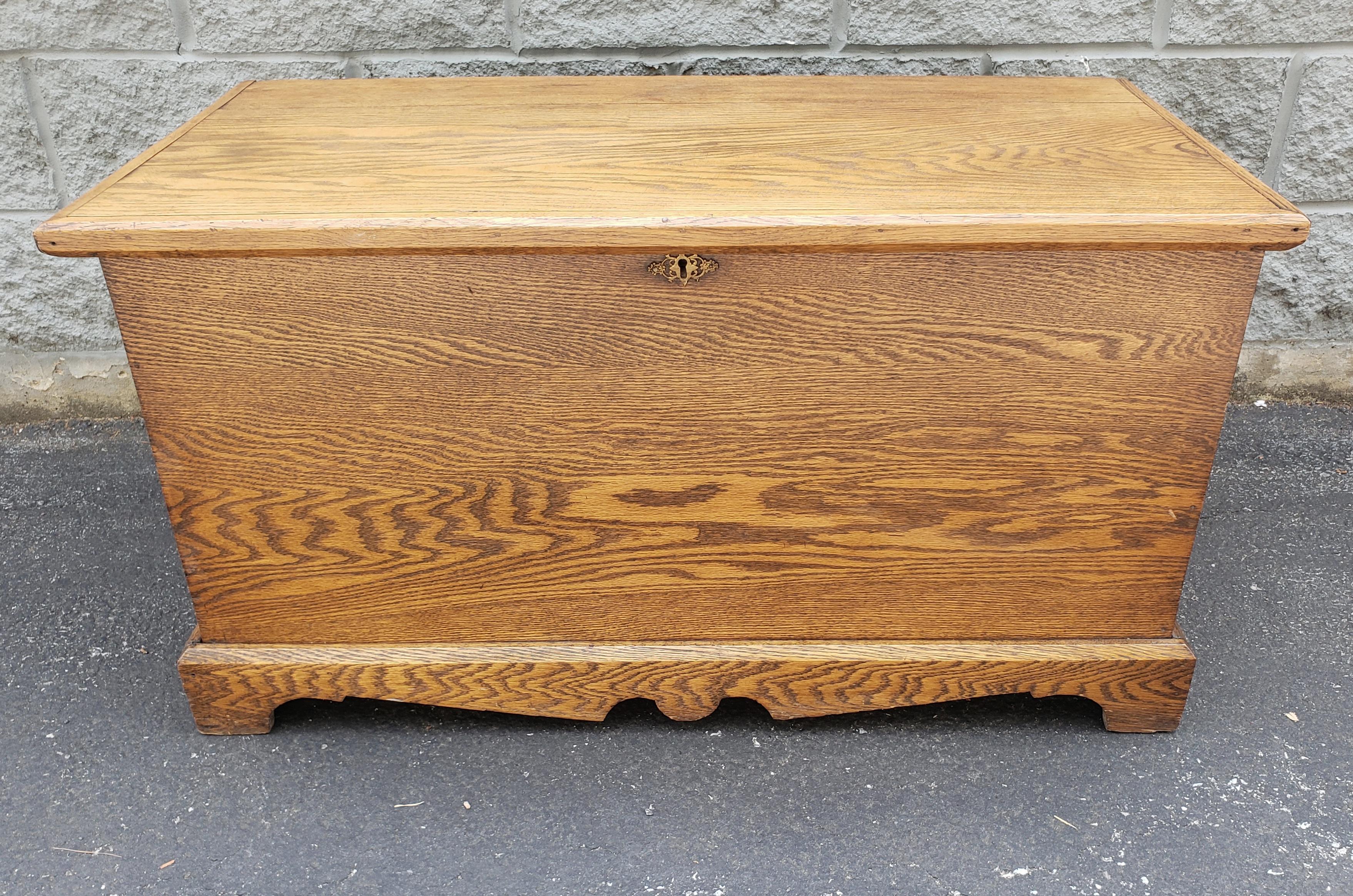 20th Century Midcentury Solid Tiger Oak Blanket Chest For Sale