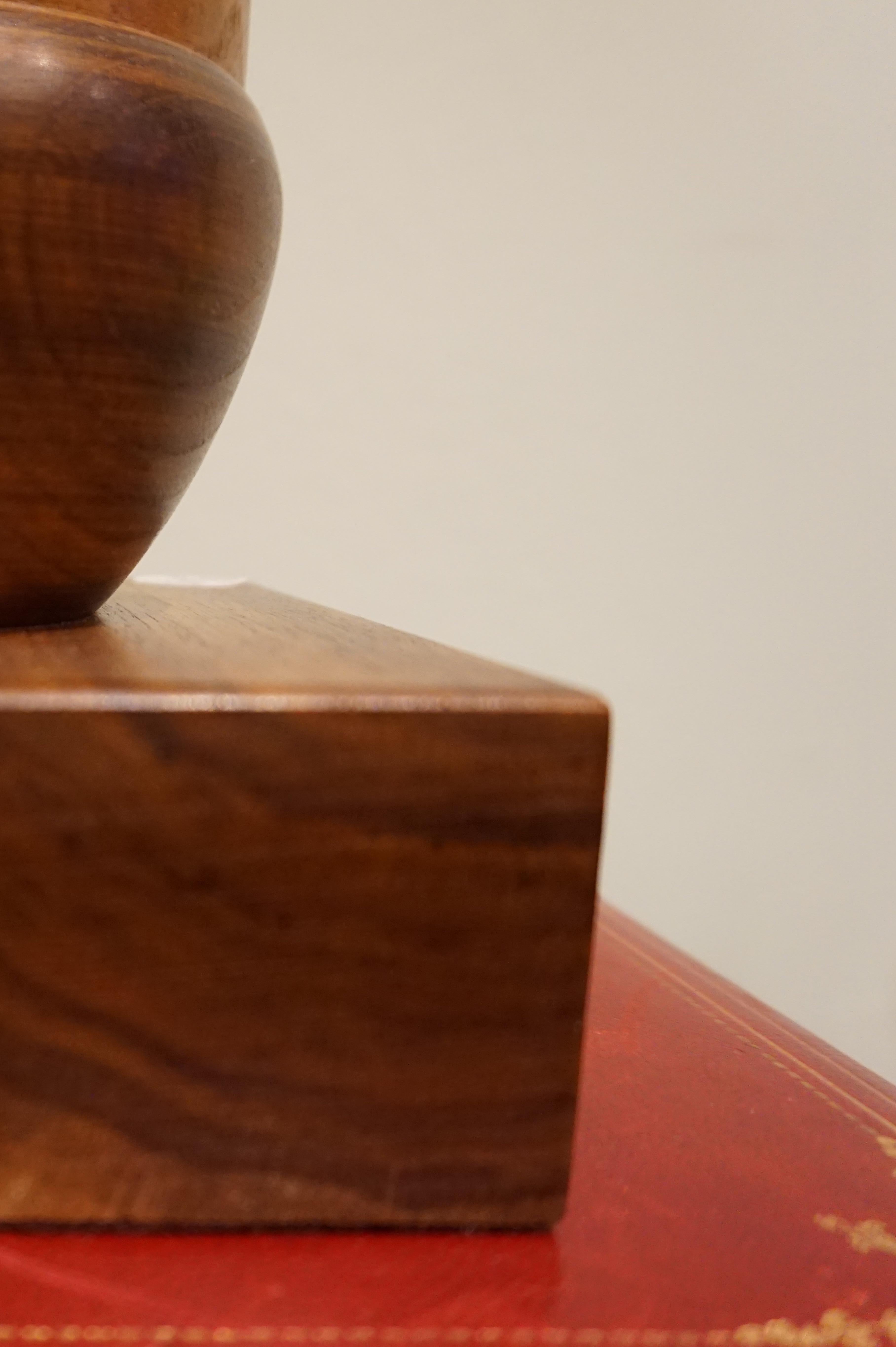 Midcentury Solid Walnut Acorn Handmade Bookends In Good Condition In Vancouver, British Columbia
