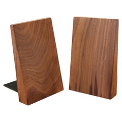 Mid-Century Solid Walnut Bookends