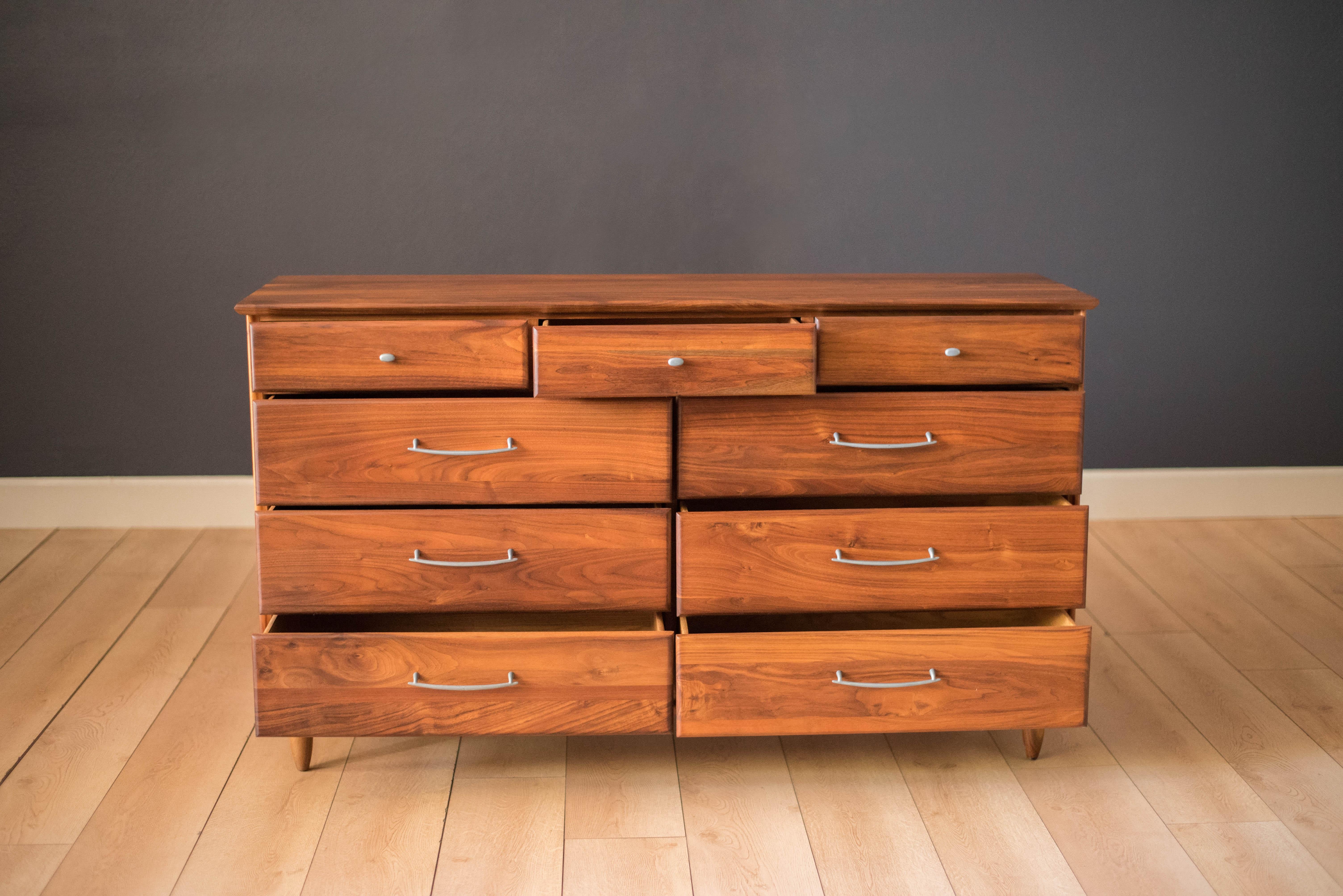 American Mid Century Solid Walnut Dresser by Ace-Hi