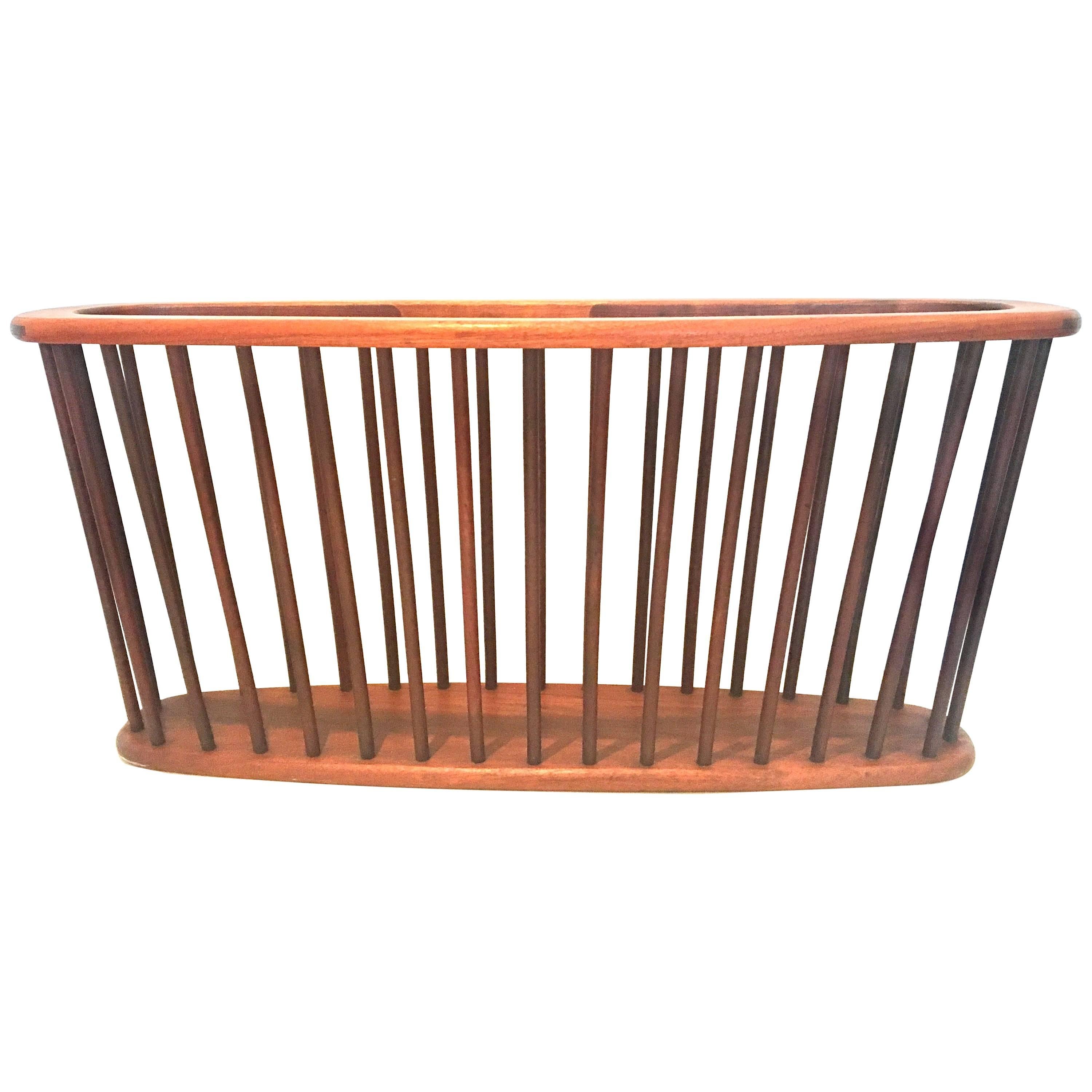 Mid-Century Solid Walnut Extra Large Magazine Rack by Arthur Umanoff