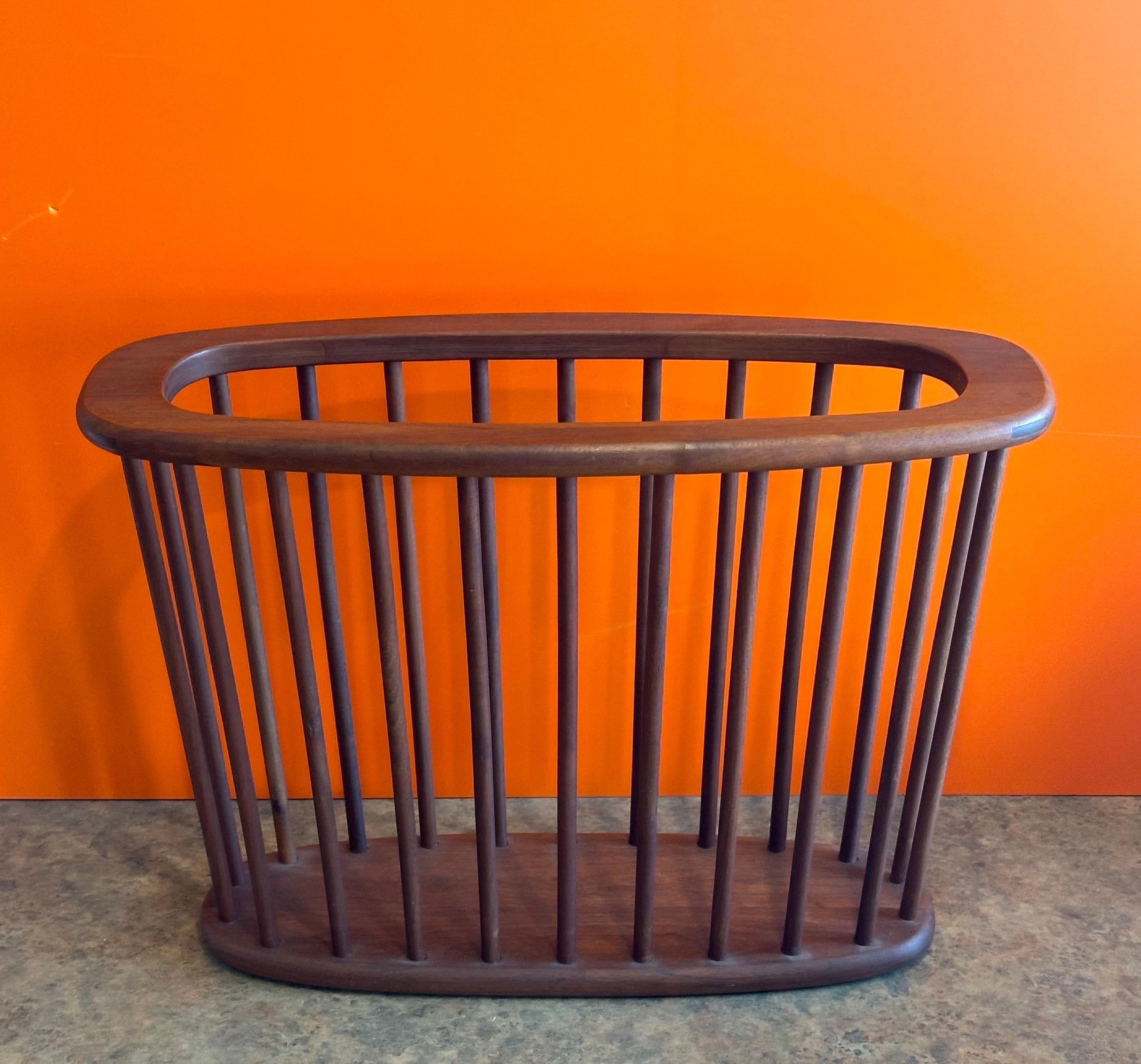 20th Century Mid-Century Solid Walnut Magazine Rack by Arthur Umanoff For Sale