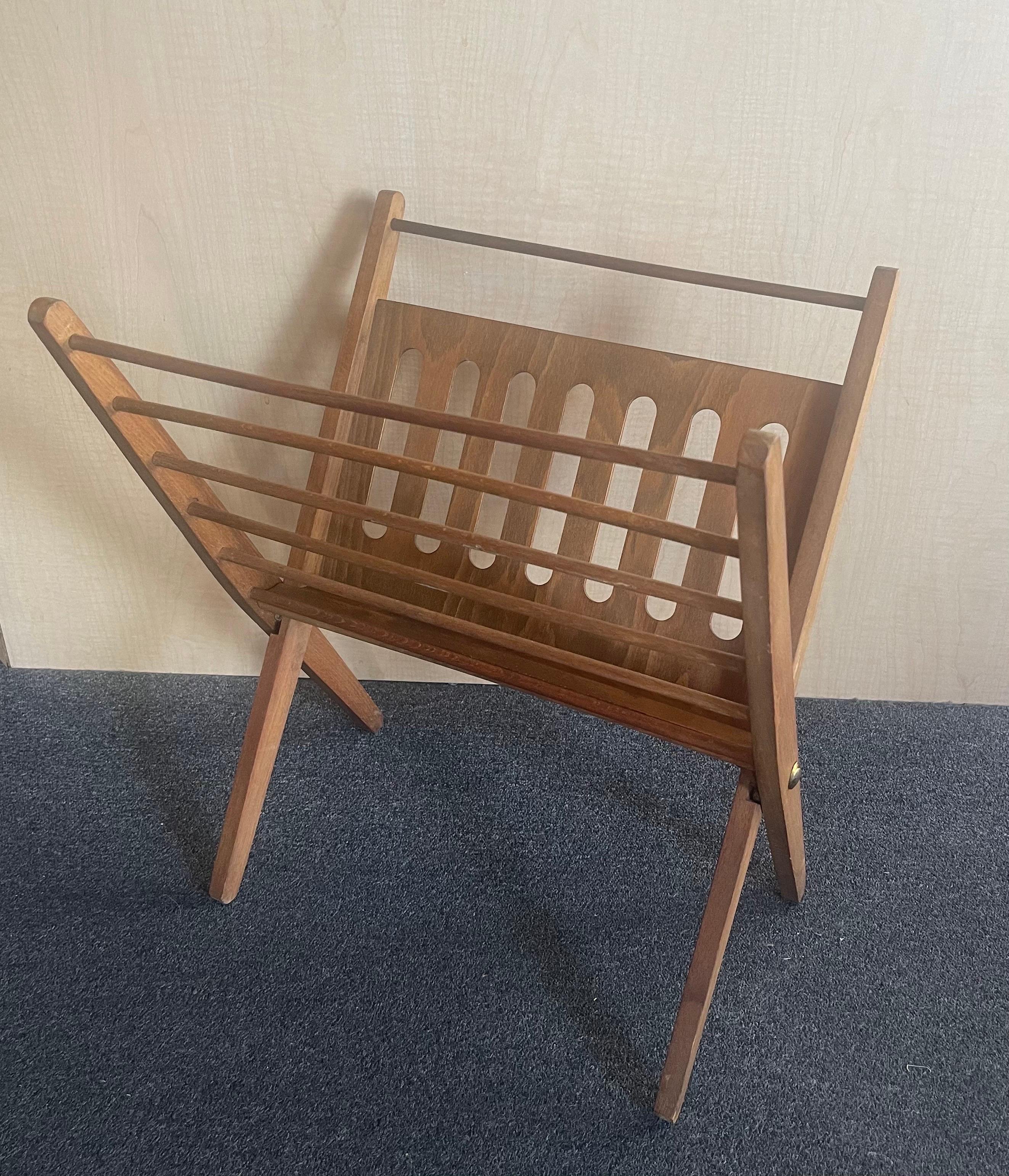Mid-Century Solid Walnut Magazine Rack in the Style of Arthur Umanoff For Sale 5