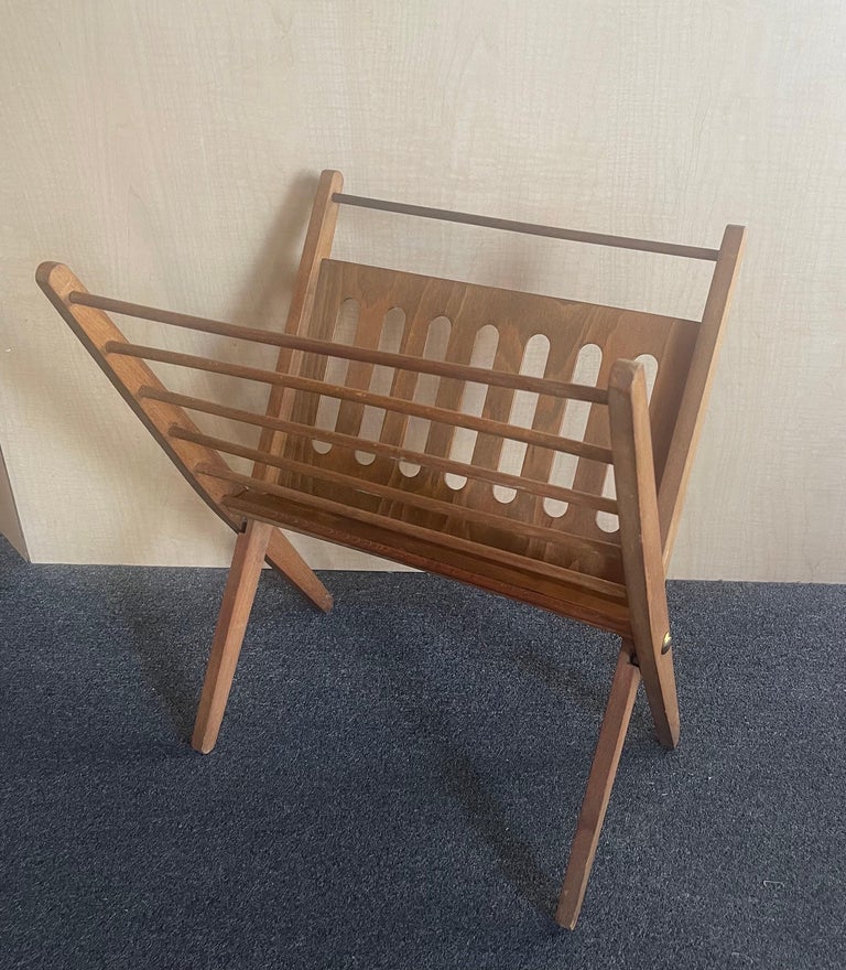 Walnut Magazine Rack Mid-Century Solid Walnut Magazine Rack in the Style of Arthur Umanoff ...