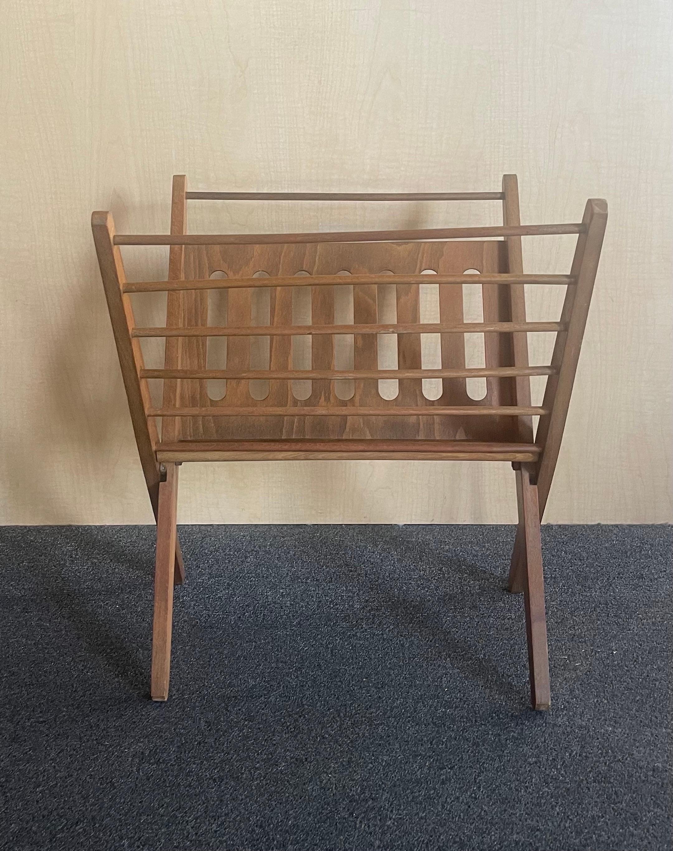 American Mid-Century Solid Walnut Magazine Rack in the Style of Arthur Umanoff For Sale