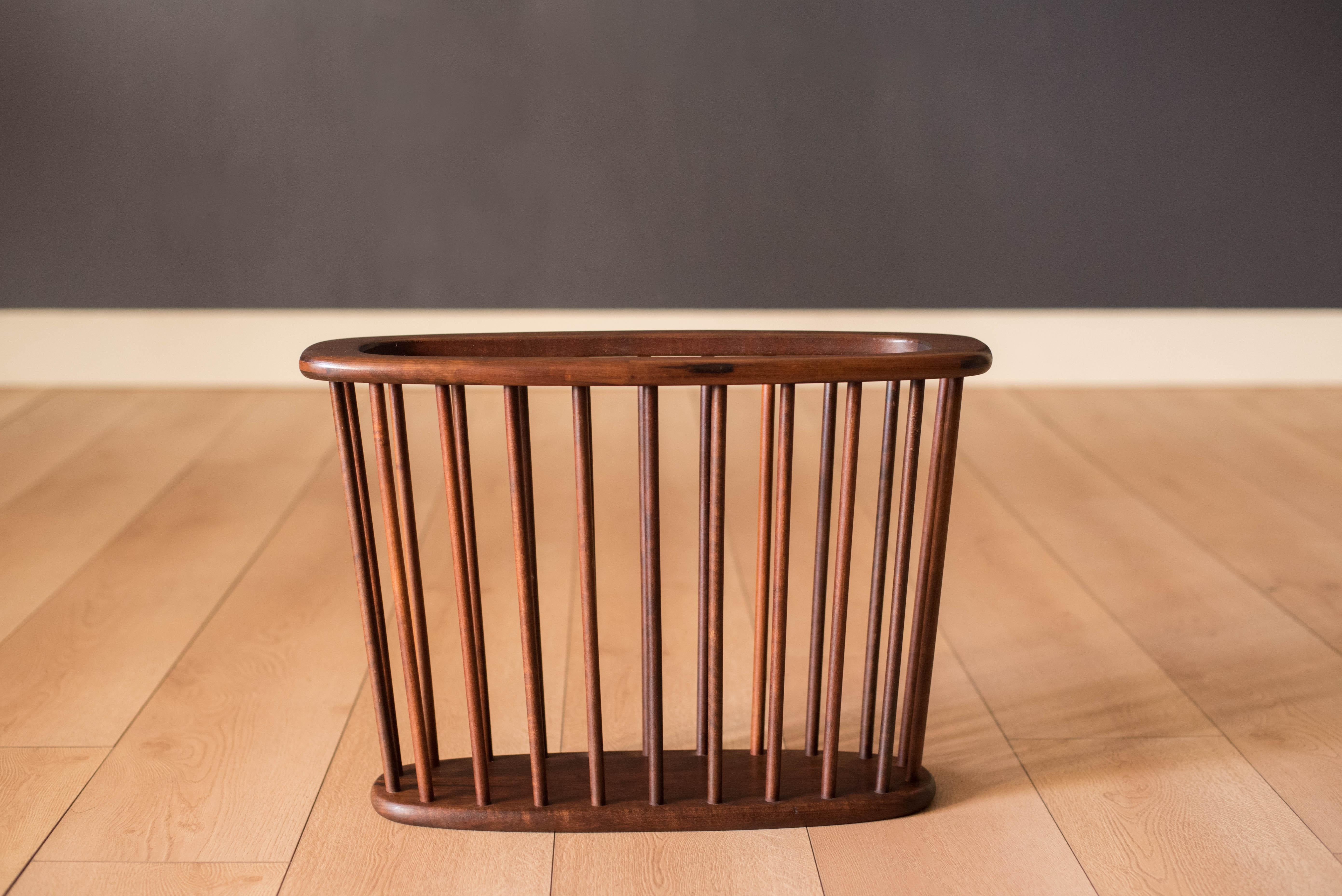 Mid-Century Modern Midcentury Solid Walnut Spindle Magazine Rack Stand by Arthur Umanoff