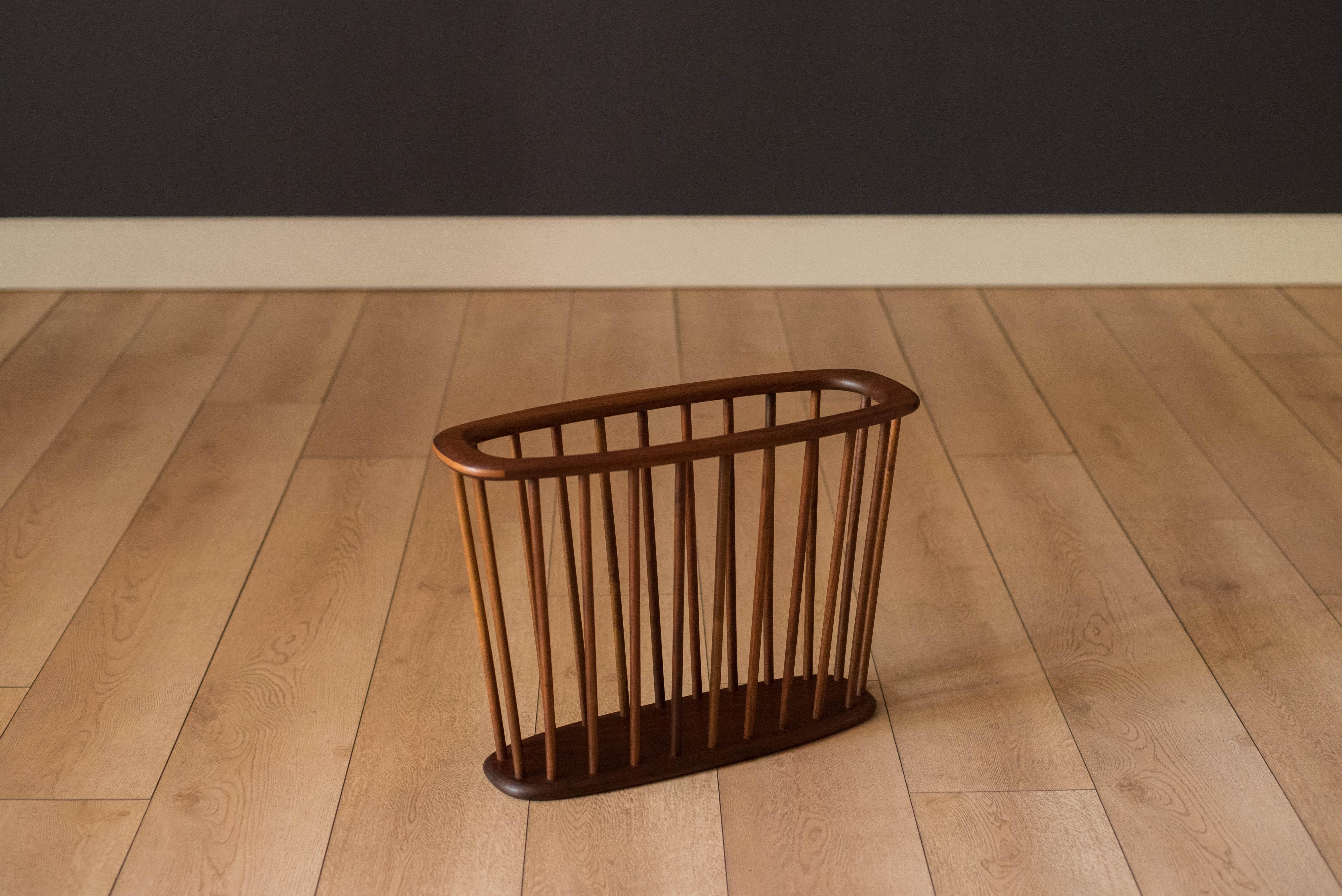 Mid-20th Century Mid Century Solid Walnut Spindle Magazine Rack Stand by Arthur Umanoff For Sale