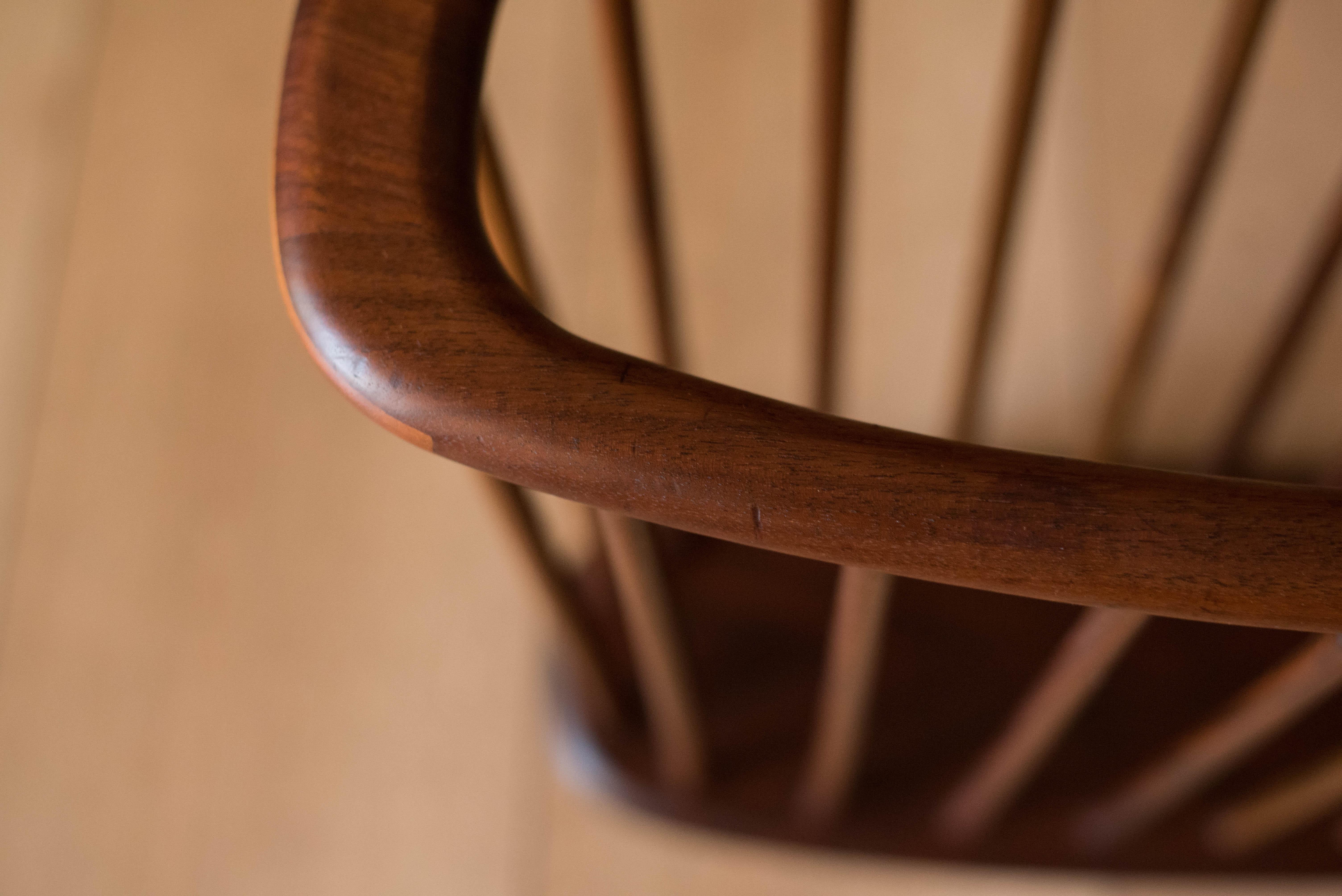 Mid-20th Century Mid Century Solid Walnut Spindle Magazine Rack Stand by Arthur Umanoff
