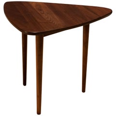 Mid Century Solid Walnut Triangle Table by Jens Risom