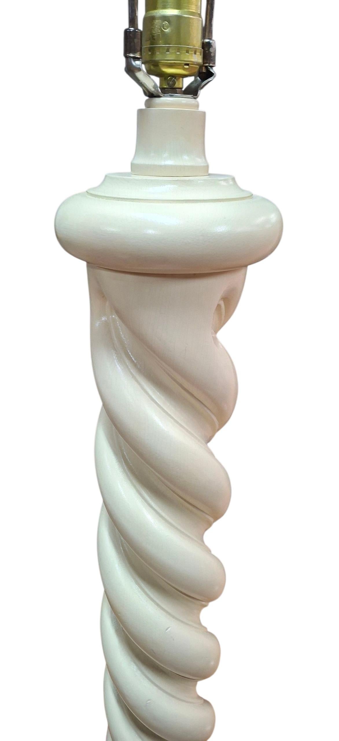 Mid-Century Solid Wood Barley Twist Floor Lamp For Sale 2