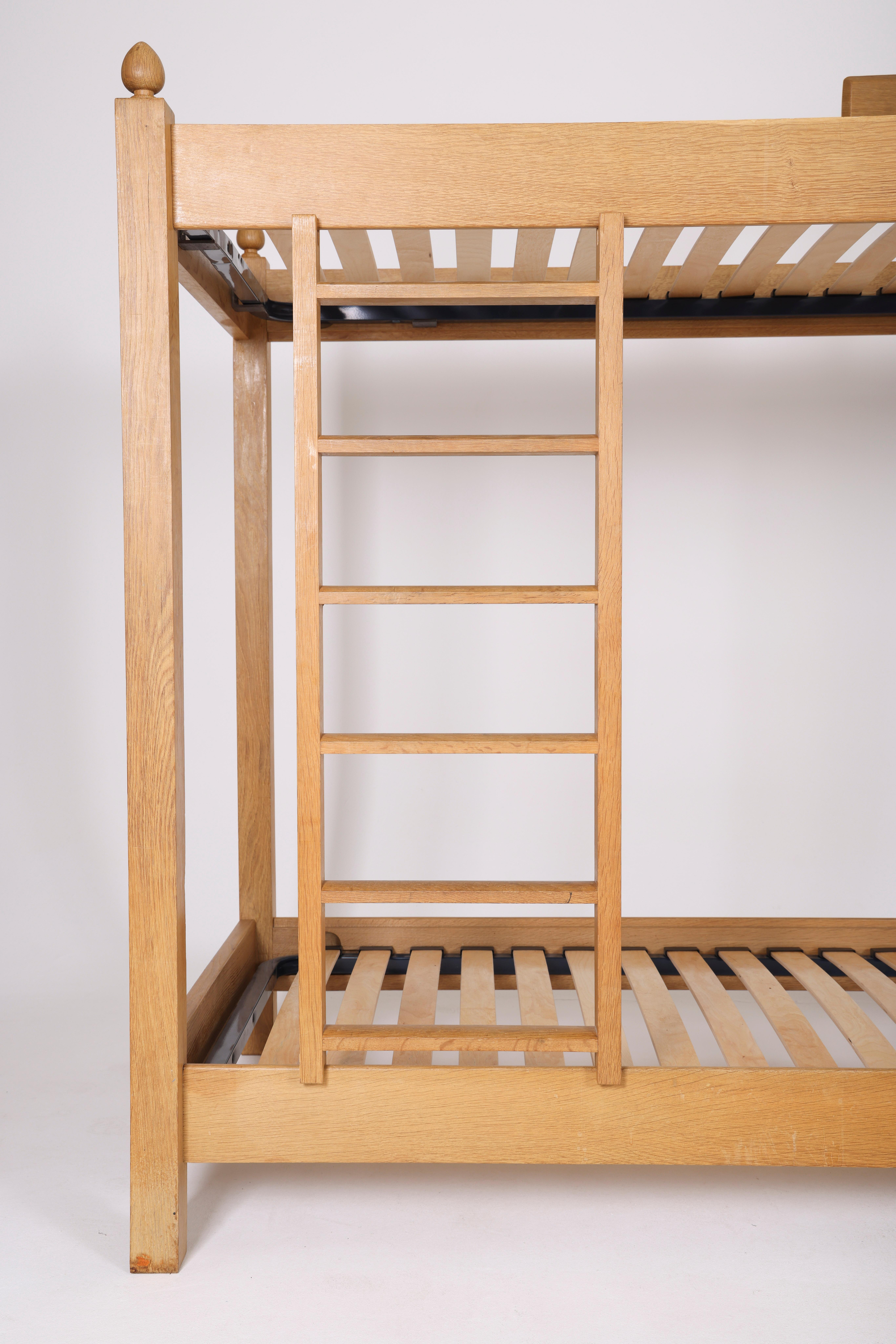 Mid-century Solid wood bunk bed by French designers Guillerme and Chambron 3