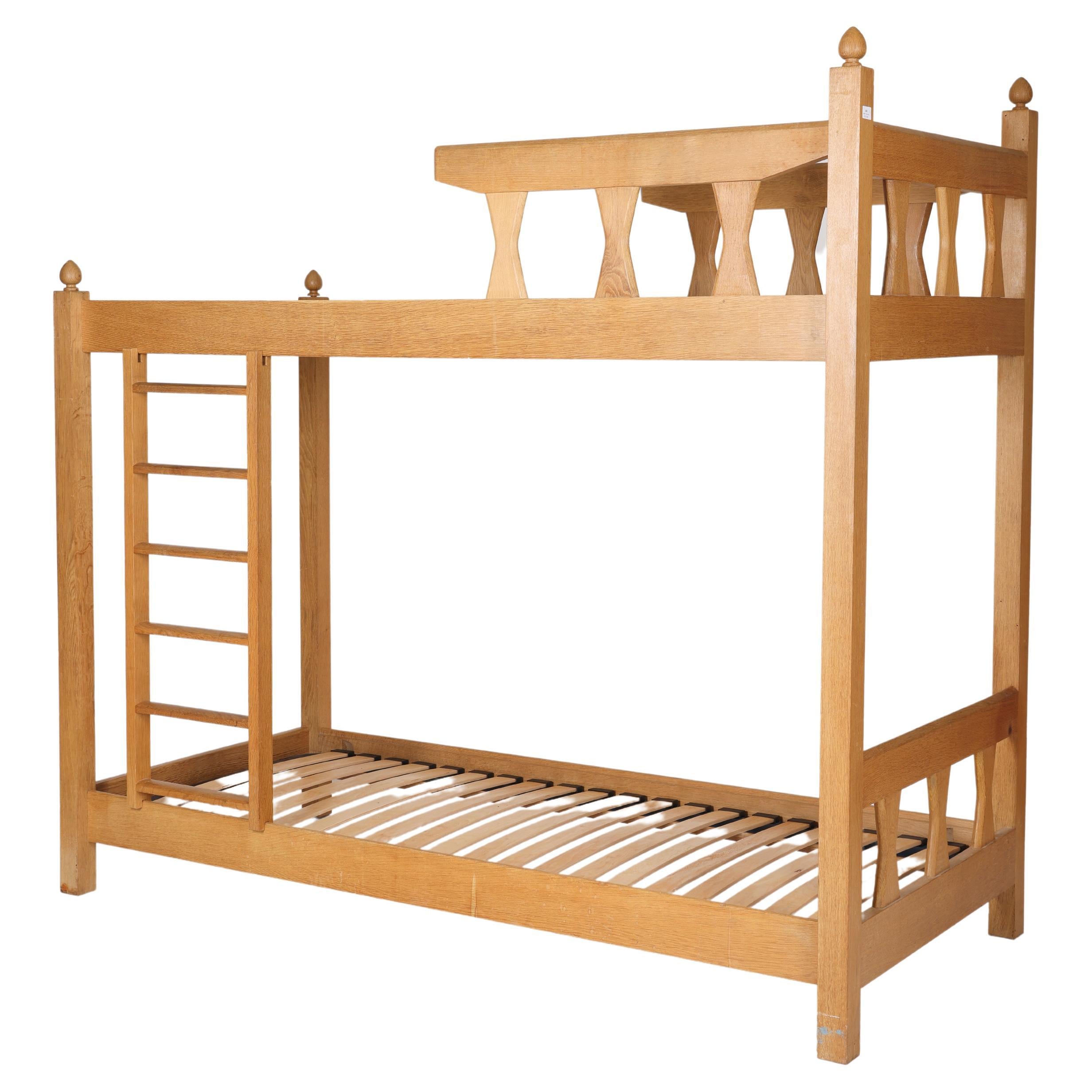 Mid-century Solid wood bunk bed by French designers Guillerme and Chambron