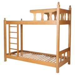 Retro Mid-century Solid wood bunk bed by French designers Guillerme and Chambron
