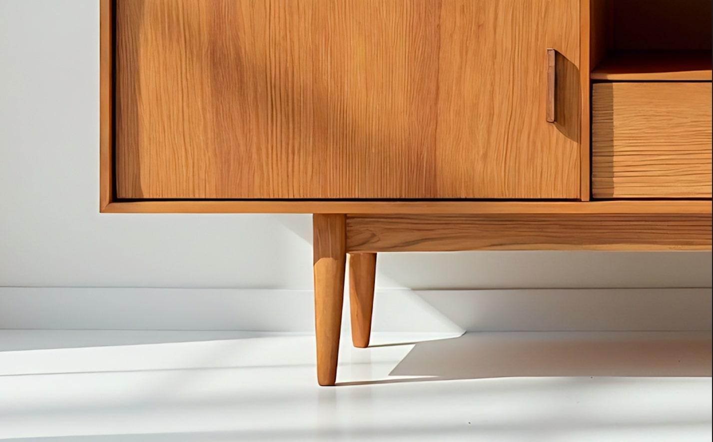 Mid Century Massivholz-Credenza/ Medienkonsole von Artisanal (Moderne der Mitte des Jahrhunderts) im Angebot