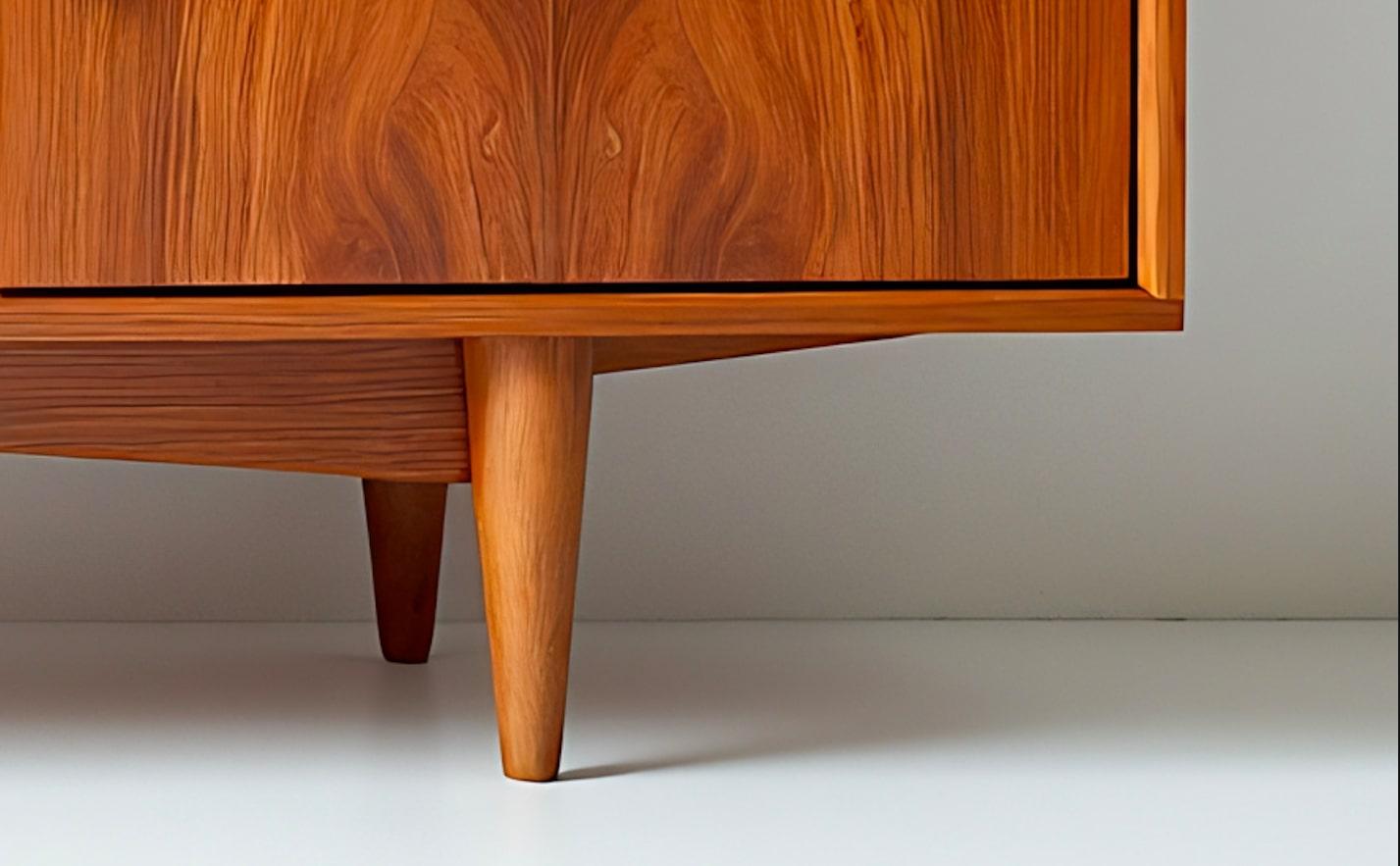 Fatto a mano Credenza/console multimediale in legno massiccio del Mid Century di Artisanal in vendita