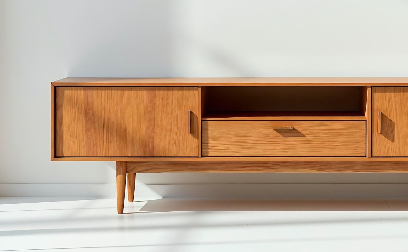Mid Century Massivholz-Credenza/ Medienkonsole von Artisanal (21. Jahrhundert und zeitgenössisch) im Angebot