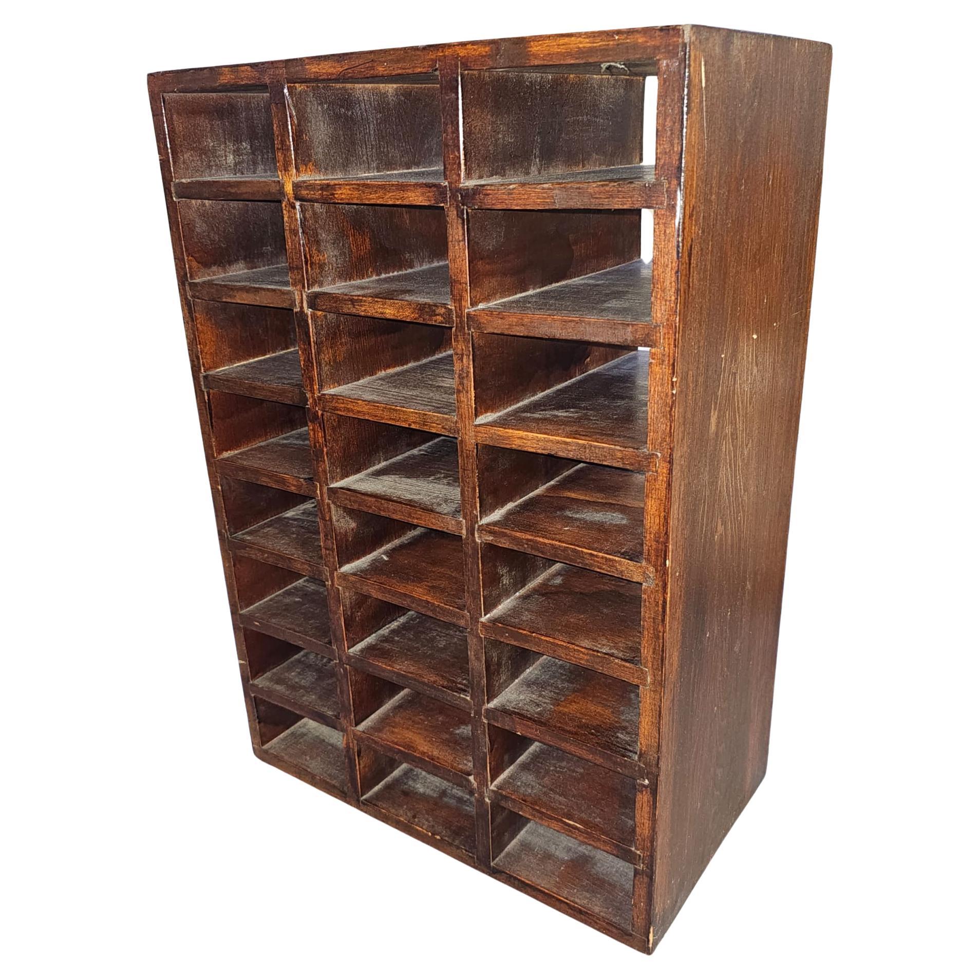 Mid-Century Modern Mid-Century Solid Wood Double Sided Storage Shelf For Sale