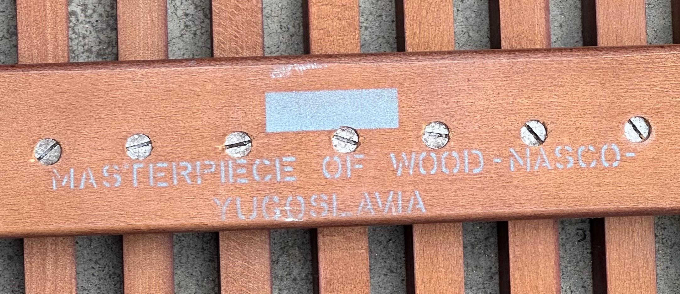Mid-Century Solid Wood Platform Slat Bench by Nasco Yugoslavia For Sale 5