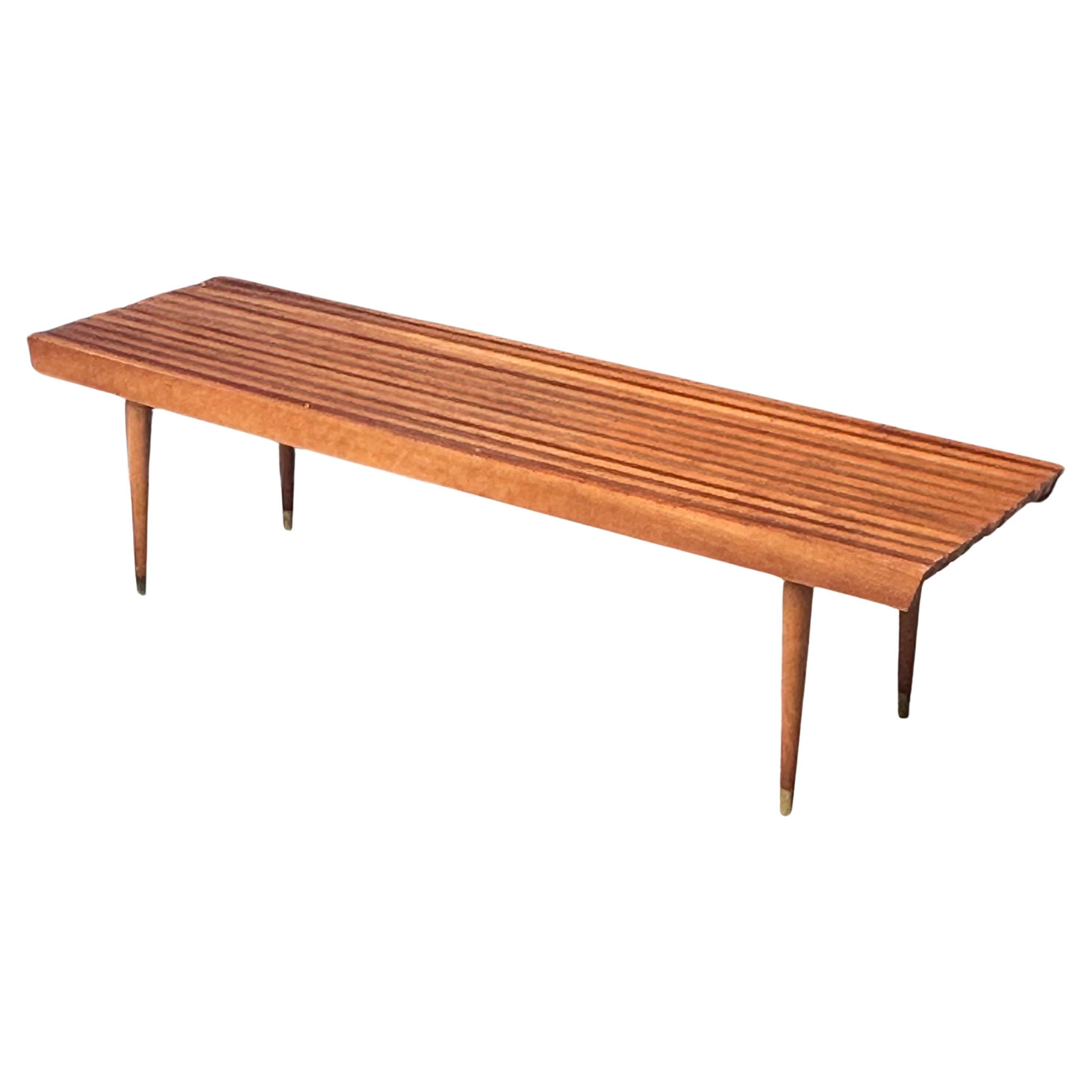 Mid-Century Solid Wood Platform Slat Bench by Nasco Yugoslavia For Sale 7