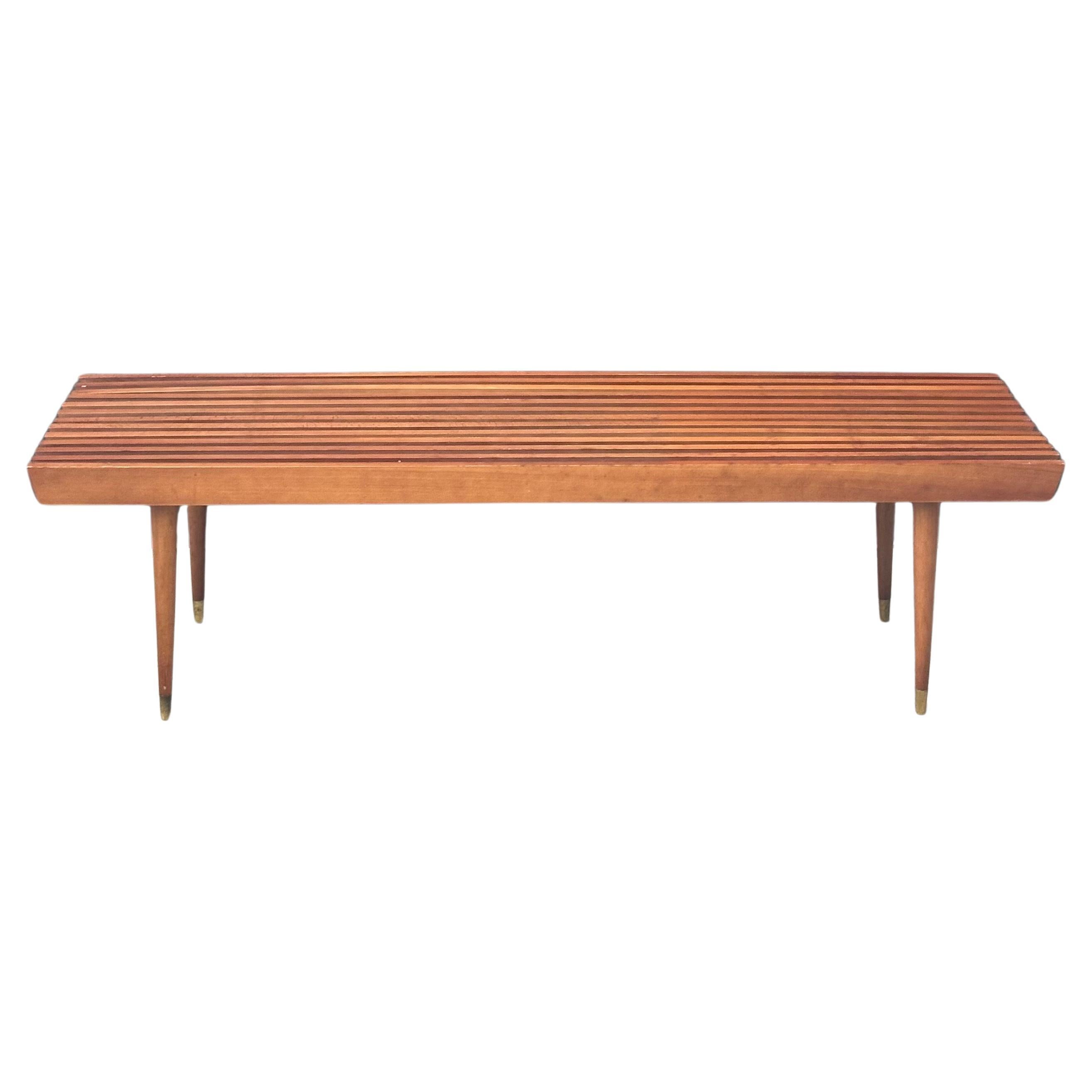 Mid-Century Modern Mid-Century Solid Wood Platform Slat Bench by Nasco Yugoslavia For Sale