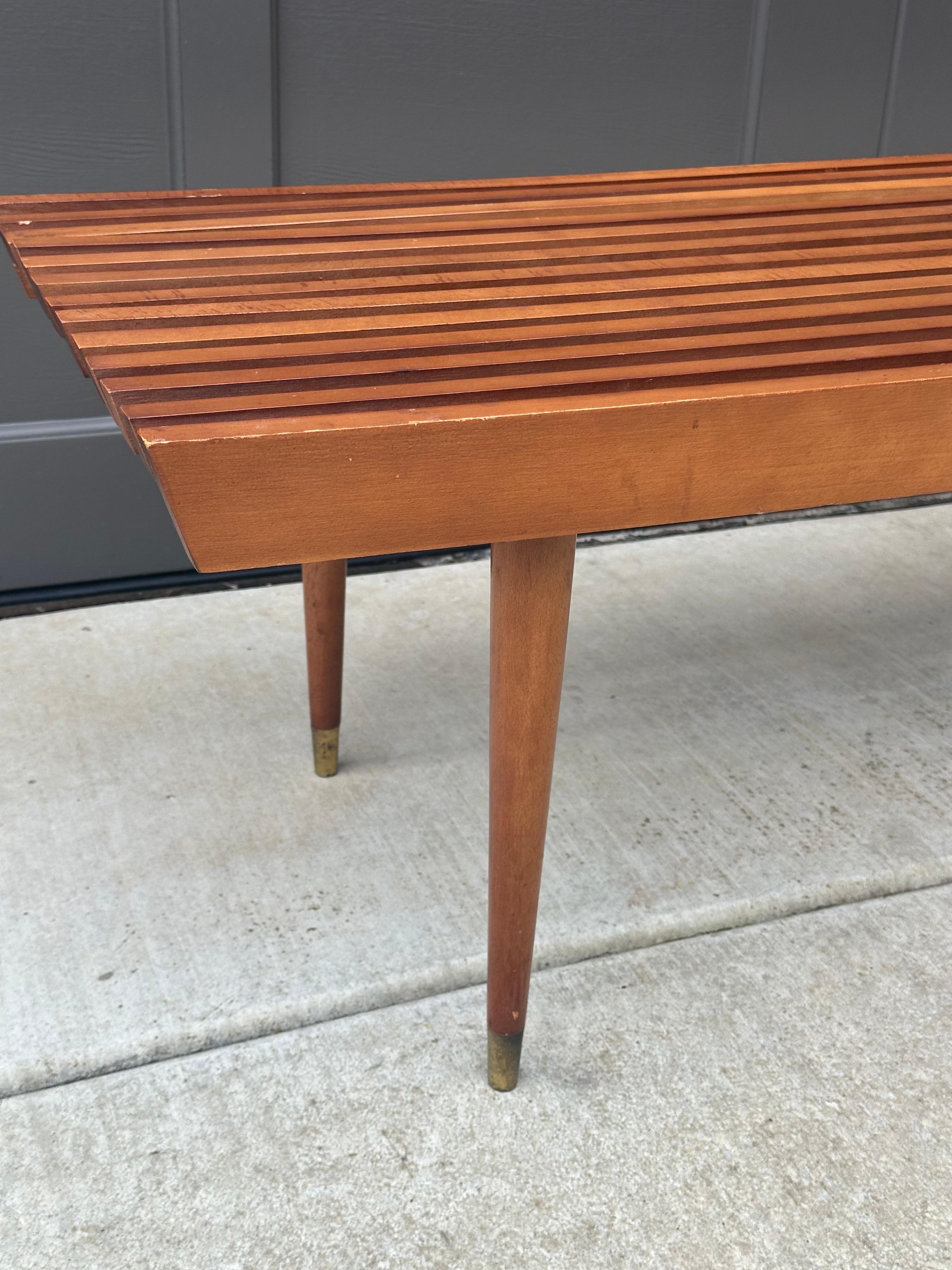 20th Century Mid-Century Solid Wood Platform Slat Bench by Nasco Yugoslavia For Sale