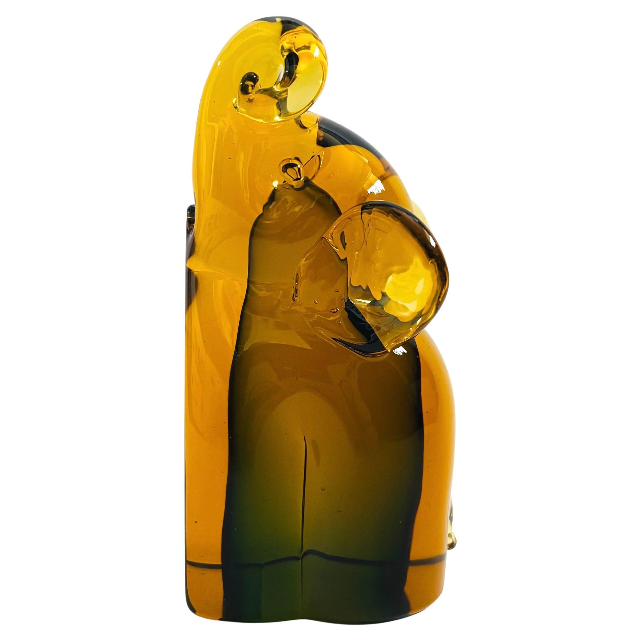 Mid Century Sommerso Art Glass Elephant Bookend