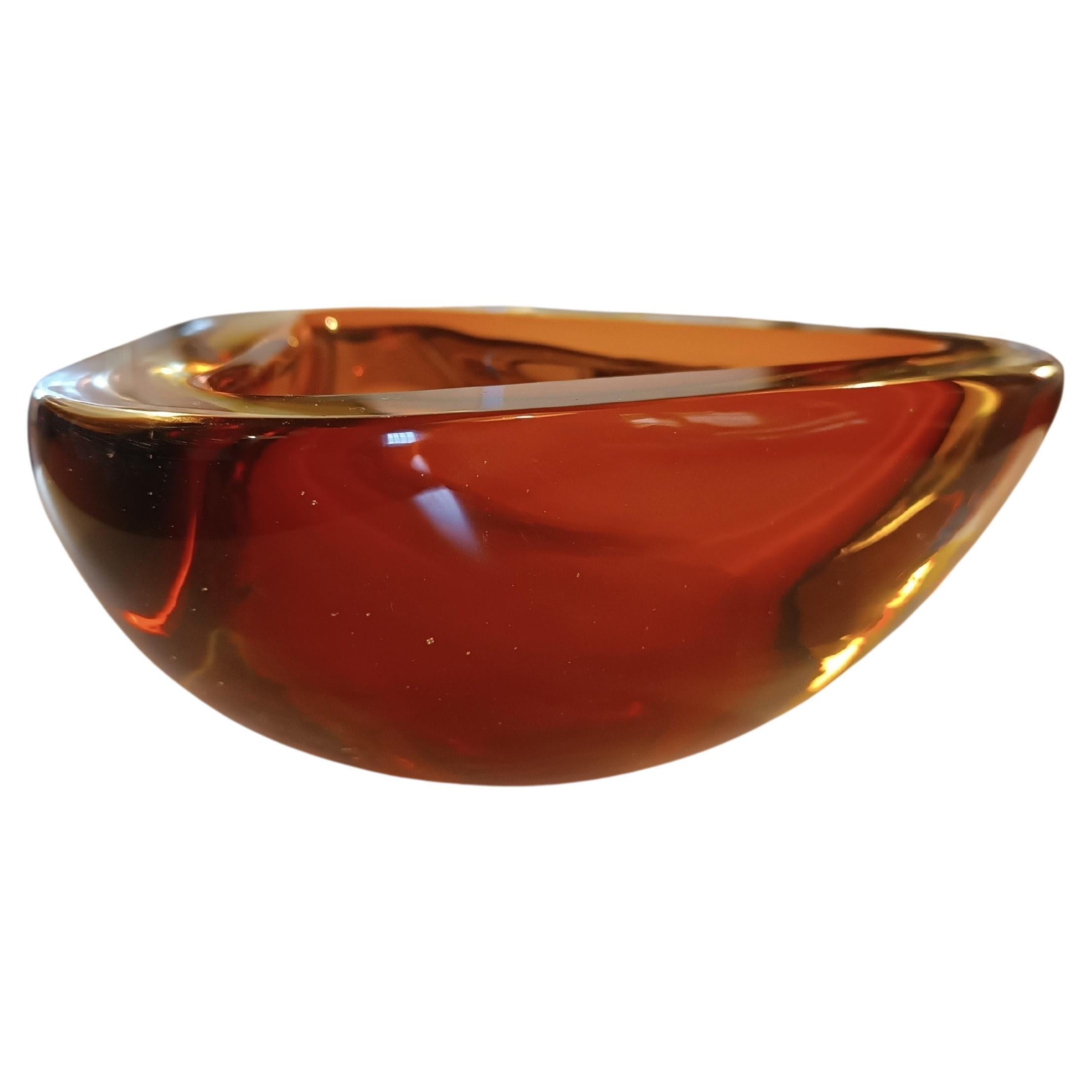 Hand-Crafted Mid-Century sommerso Murano Glass Ashtray or Bowl, italian design, 1970 For Sale