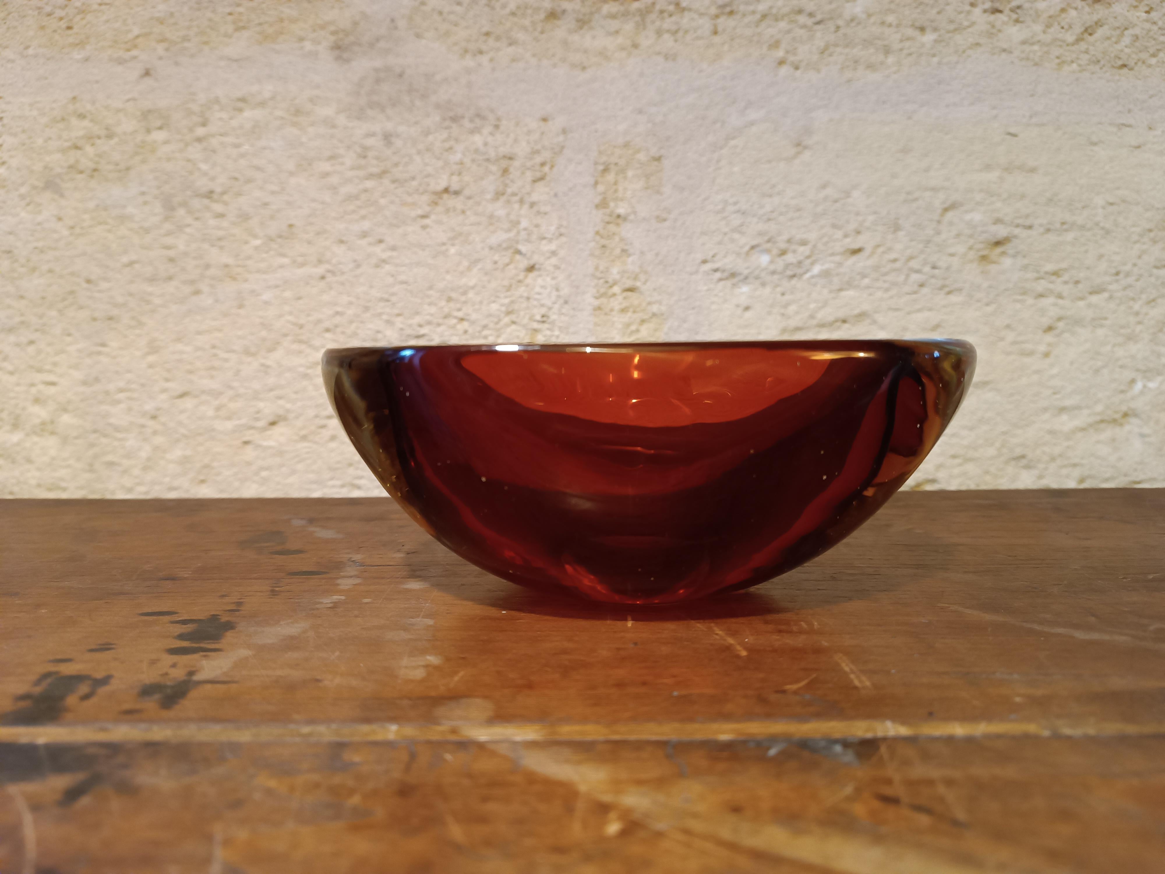 20th Century Mid-Century sommerso Murano Glass Ashtray or Bowl, italian design, 1970 For Sale