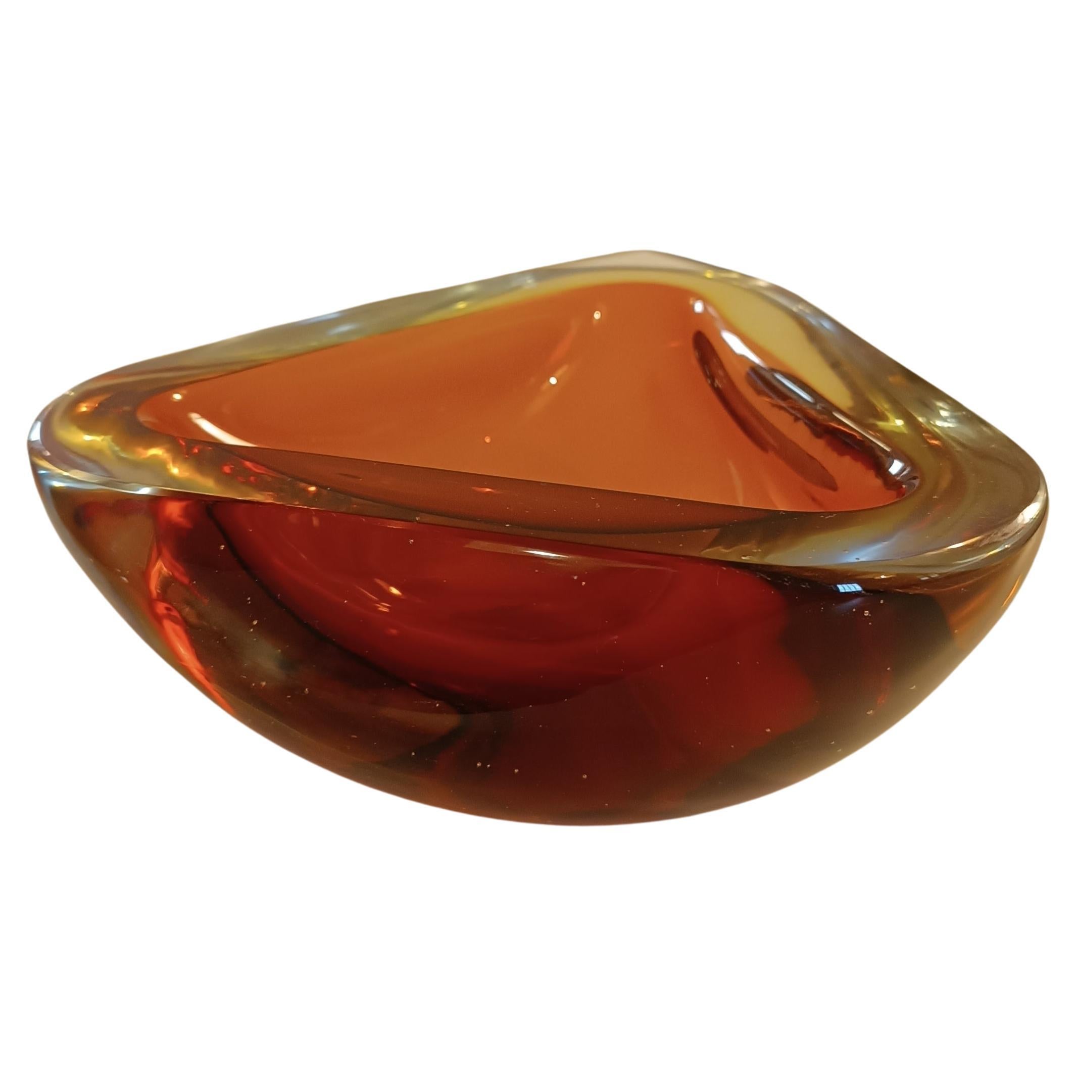 Mid-Century sommerso Murano Glass Ashtray or Bowl, italian design, 1970 For Sale