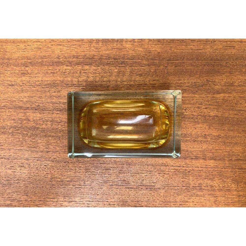 Mid-Century Sommerso Murano Glass Block Bowl, 1960s For Sale 4