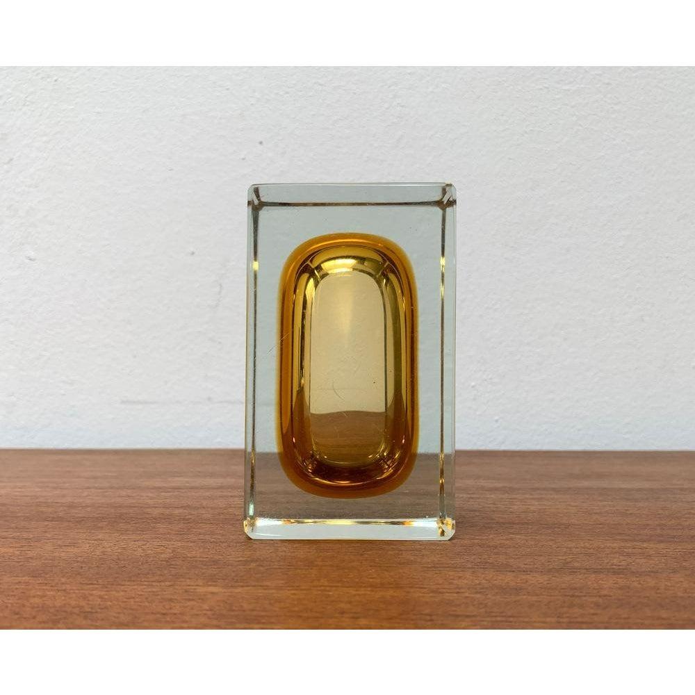 Mid-Century Sommerso Murano Glass Block Bowl, 1960s For Sale 5