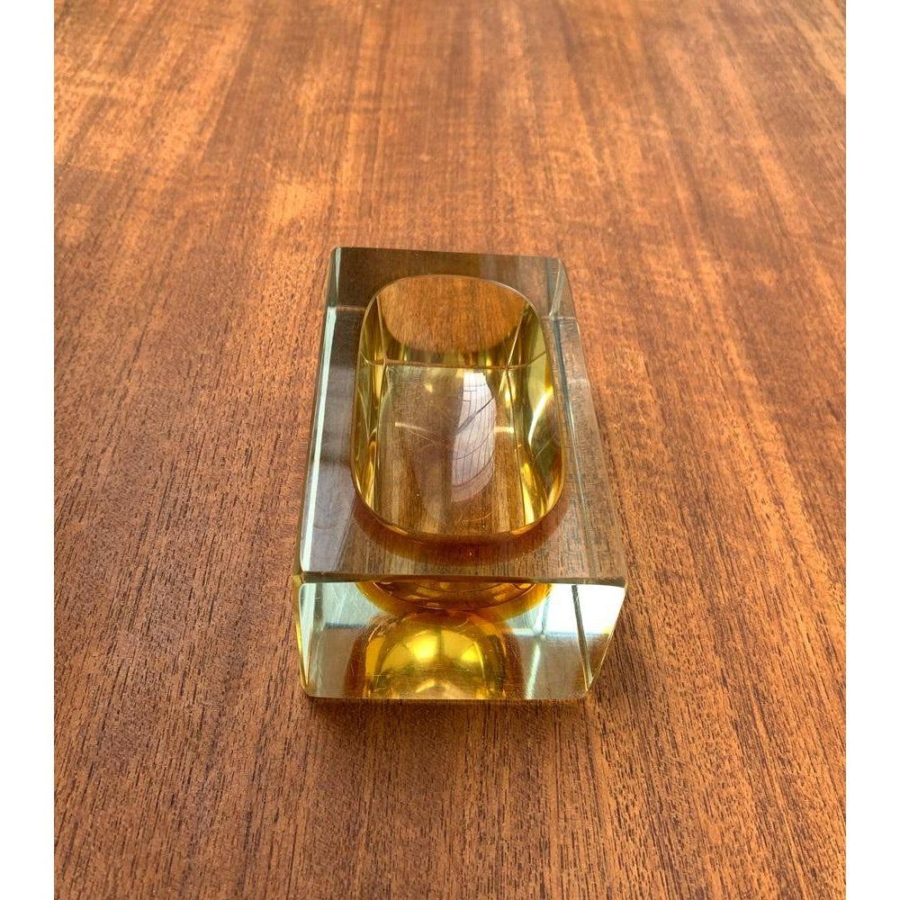 Mid-Century Sommerso Murano Glass Block Bowl, 1960s For Sale 6