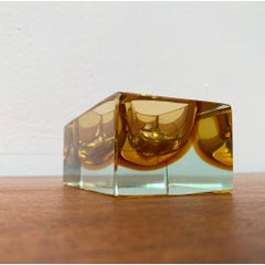 Mid-Century Sommerso Murano Glass Block Bowl, 1960s