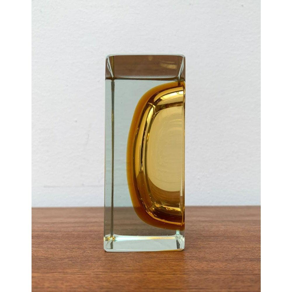 Mid-Century Sommerso Murano Glass Block Bowl, 1960s In Excellent Condition For Sale In Hamburg, DE