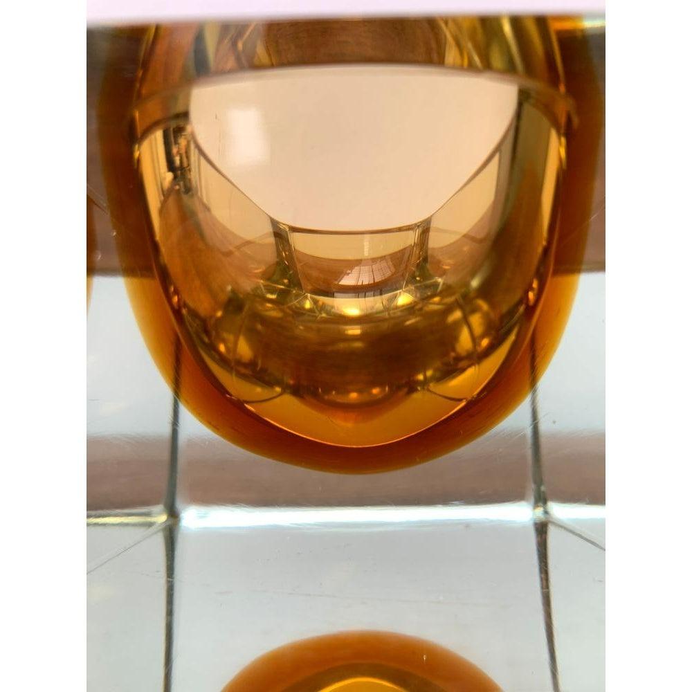 20th Century Mid-Century Sommerso Murano Glass Block Bowl, 1960s For Sale