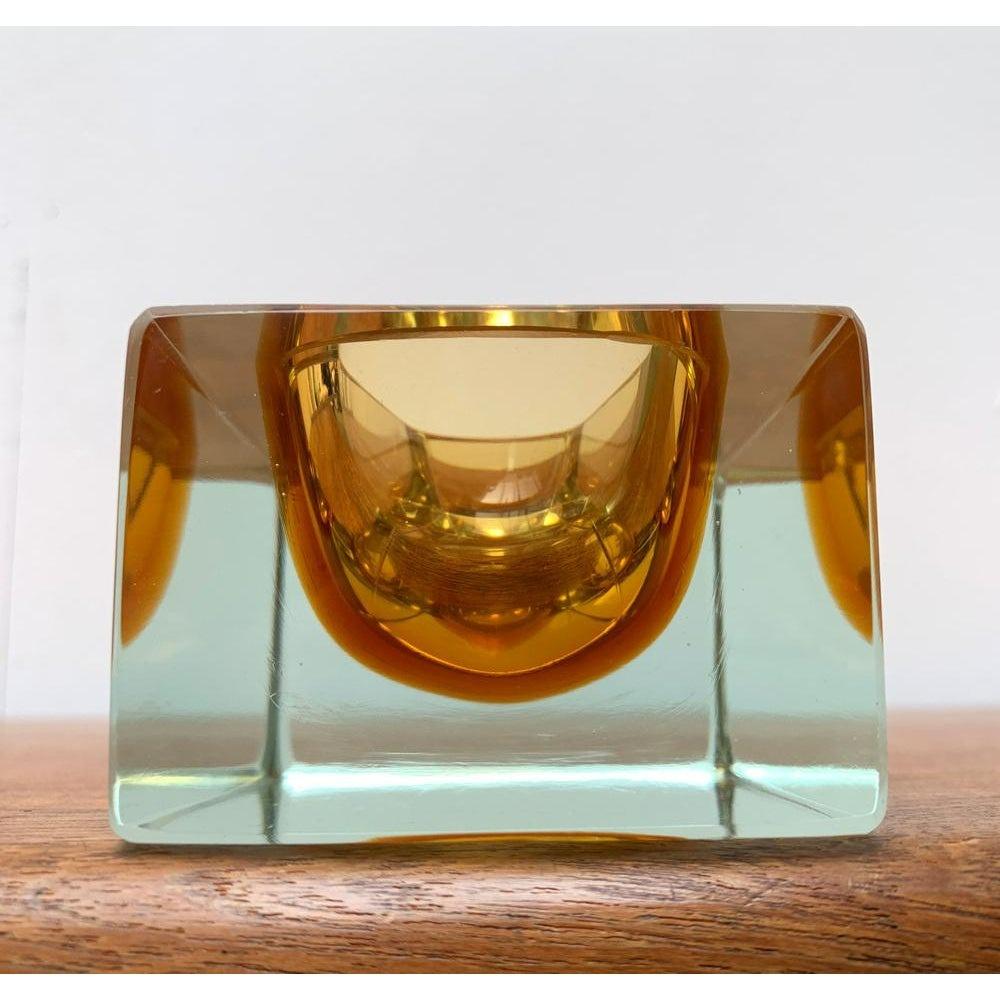 Mid-Century Sommerso Murano Glass Block Bowl, 1960s For Sale 3