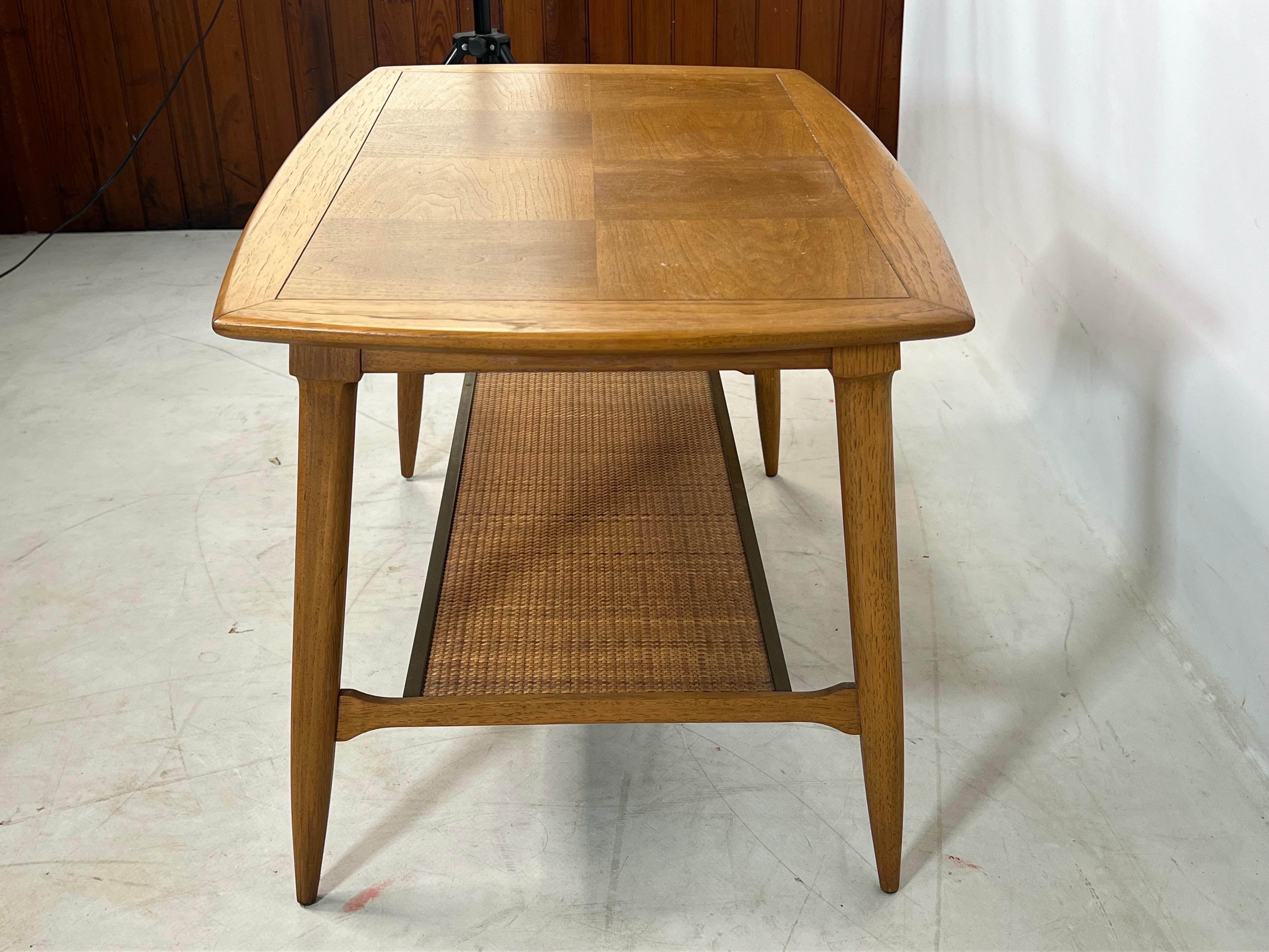 American Mid Century Sophisticate by Tomlinson Caned Side Table For Sale