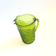 Brocca in vetro verde Soreno di Anchor Hocking, metà del secolo scorso