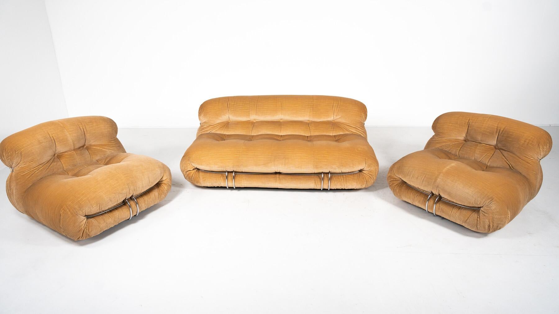 Ensemble de sièges Soriana du milieu du siècle par Tobia & Afra Scarpa pour Cassina, 1970 