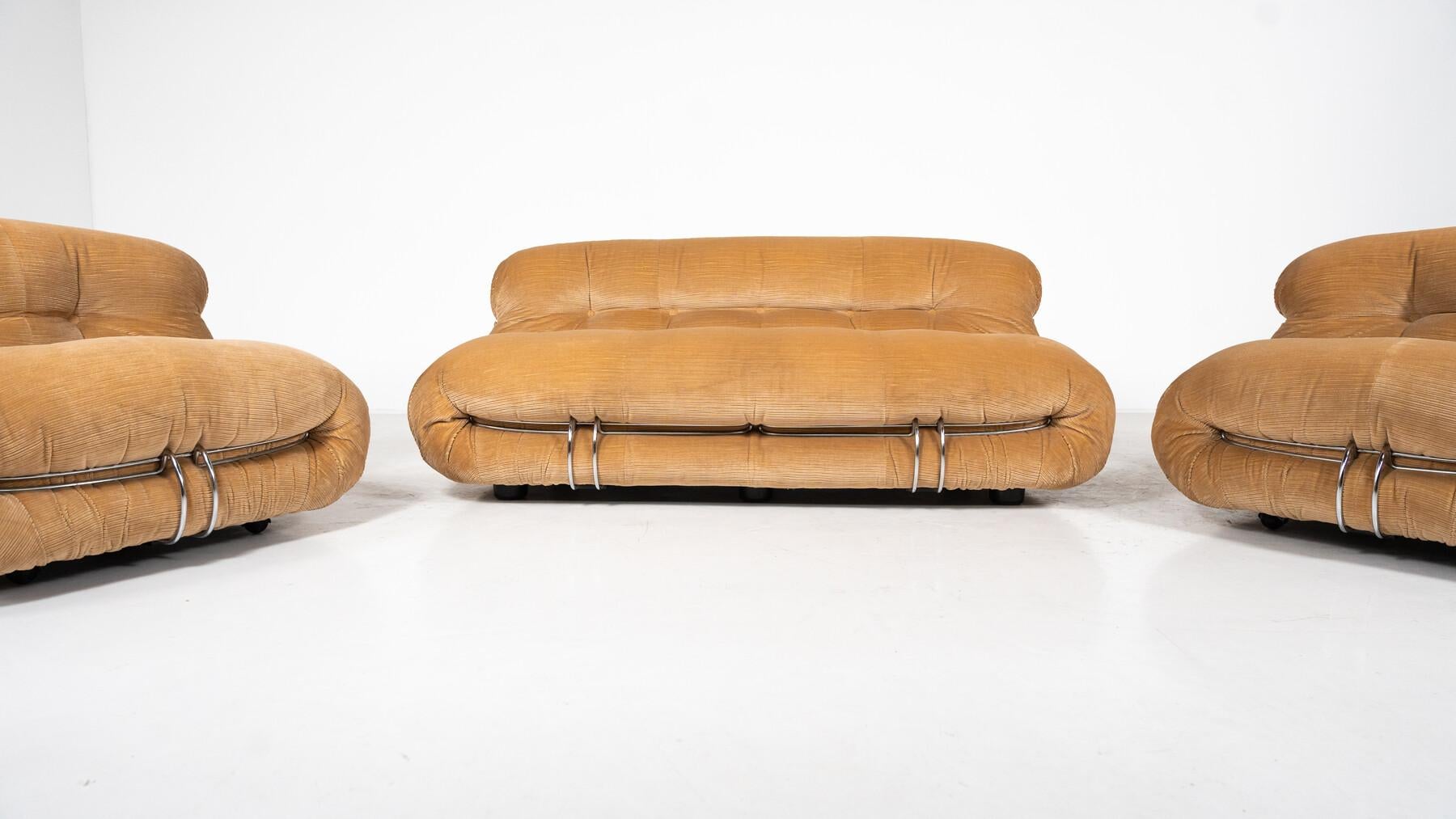 Ensemble de sièges Soriana du milieu du siècle par Tobia & Afra Scarpa pour Cassina, 1970 Bon état - En vente à Brussels, BE