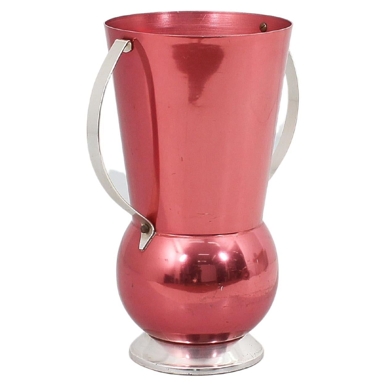 Mid-Century Sottsass for Rinnovel Fucsia Glazed Aluminium Umbrella Stand 50s Ita For Sale