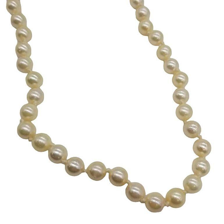Mid-20th Century Mid-century South Sea Roud Pearl Choker Necklace on Silk Cord w/ Silver Clasp For Sale