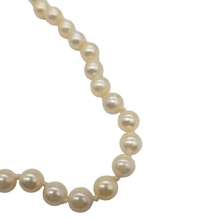 Beads Mid-century South Sea Roud Pearl Choker Necklace on Silk Cord w/ Silver Clasp For Sale