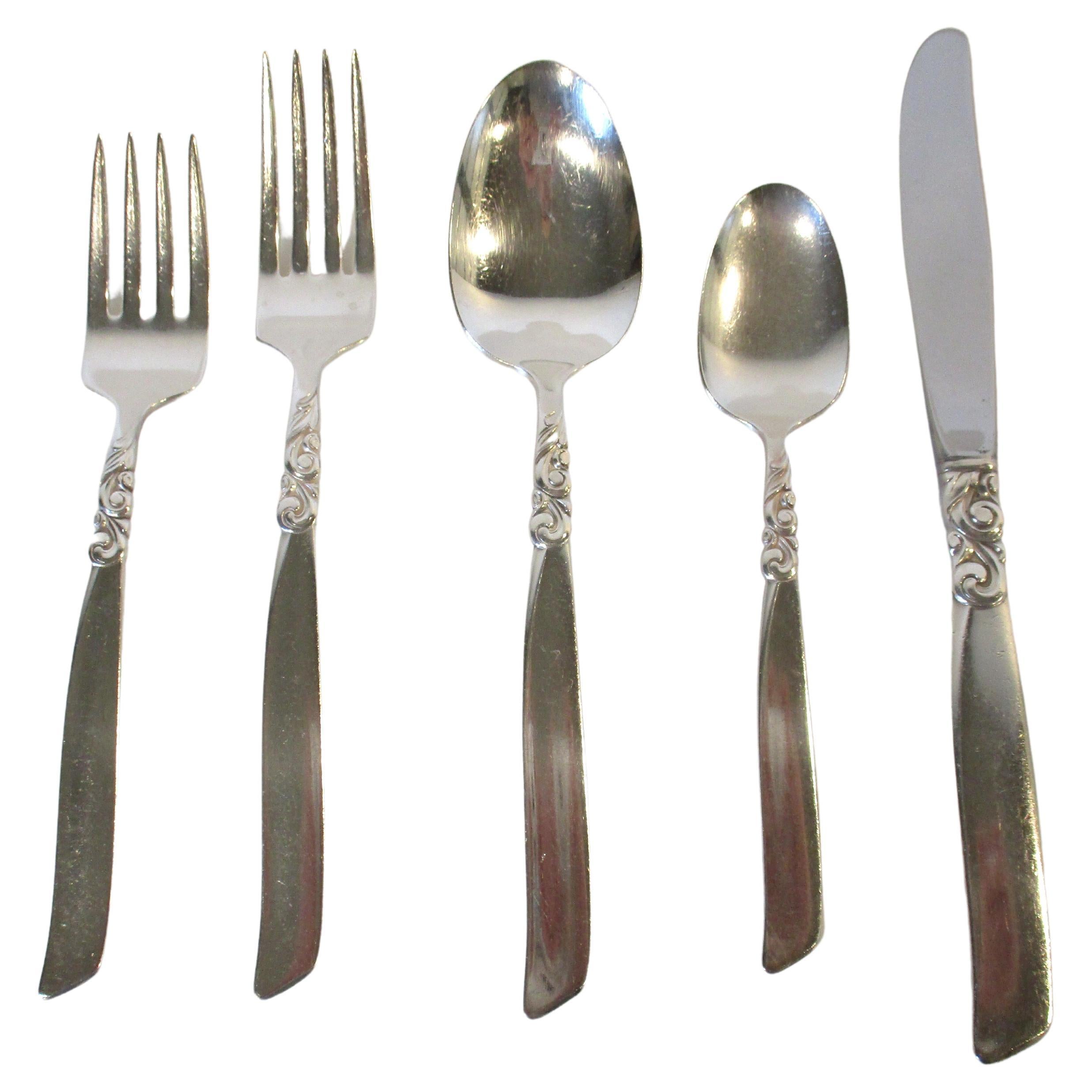DAYTON Reed Barton 60pc Set Service for 12 Stainless Flatware Place Setting 