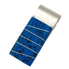 Mid-century South Western 925 Silver Silver & Turquoise Moneyclip