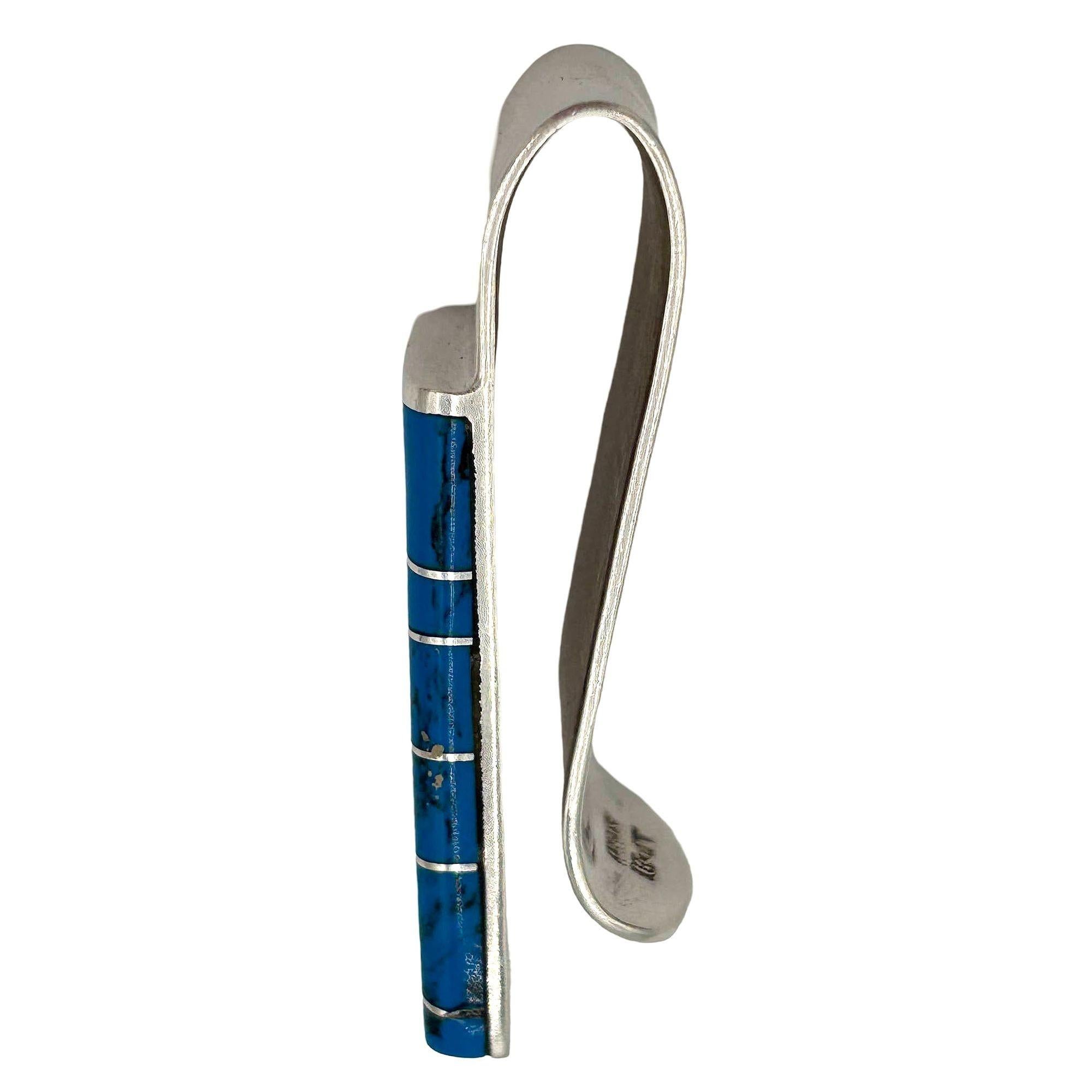 Mid-Century moderno Fermasoldi in argento 925 e turchese della metà del secolo scorso in vendita
